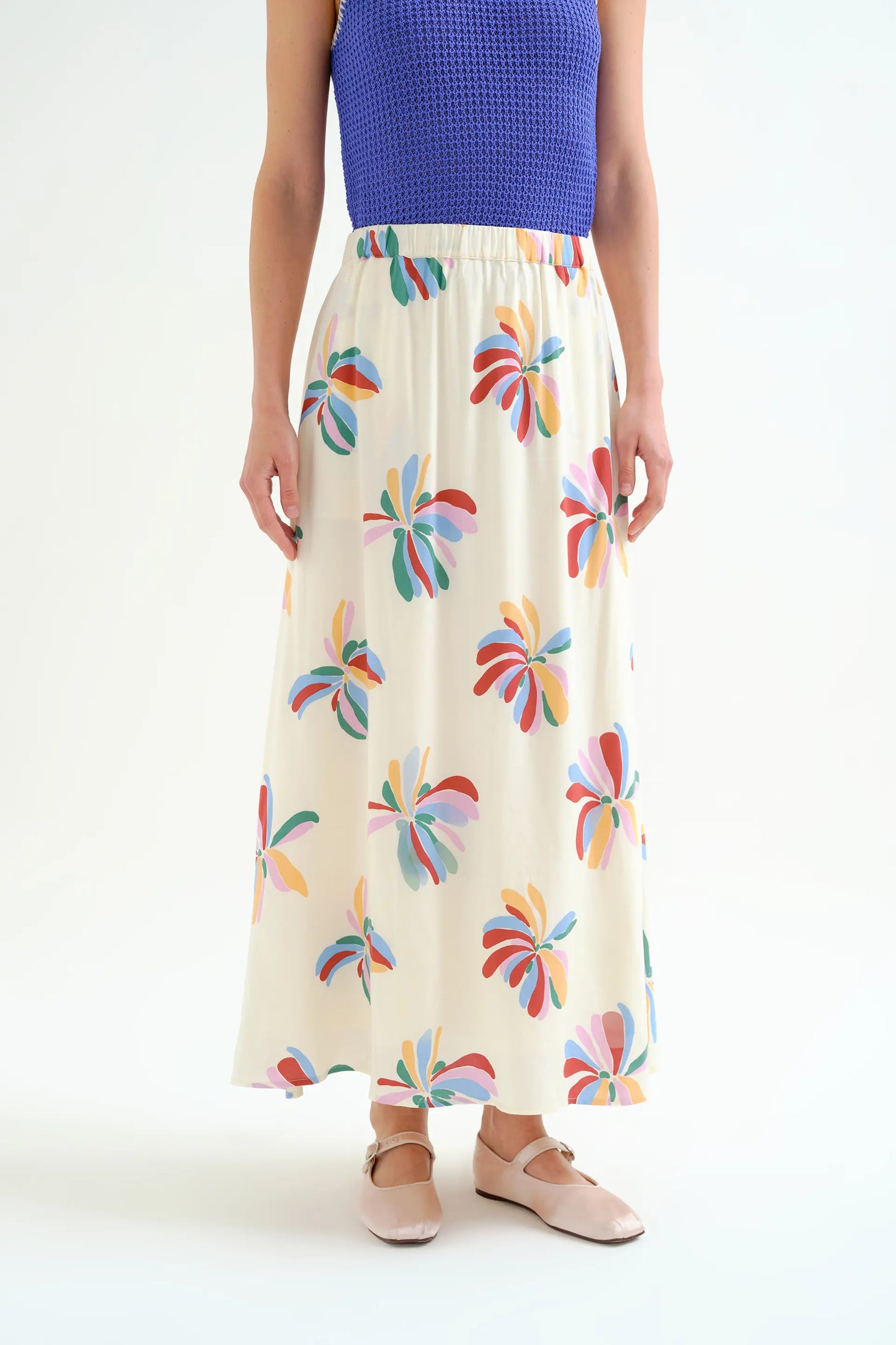 Monarda print long skirt