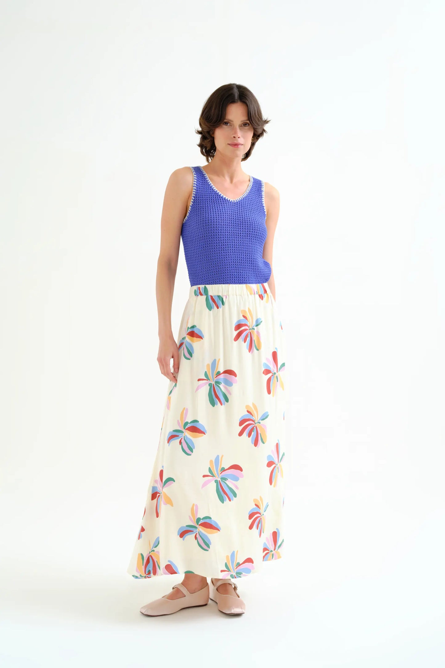 Monarda print long skirt