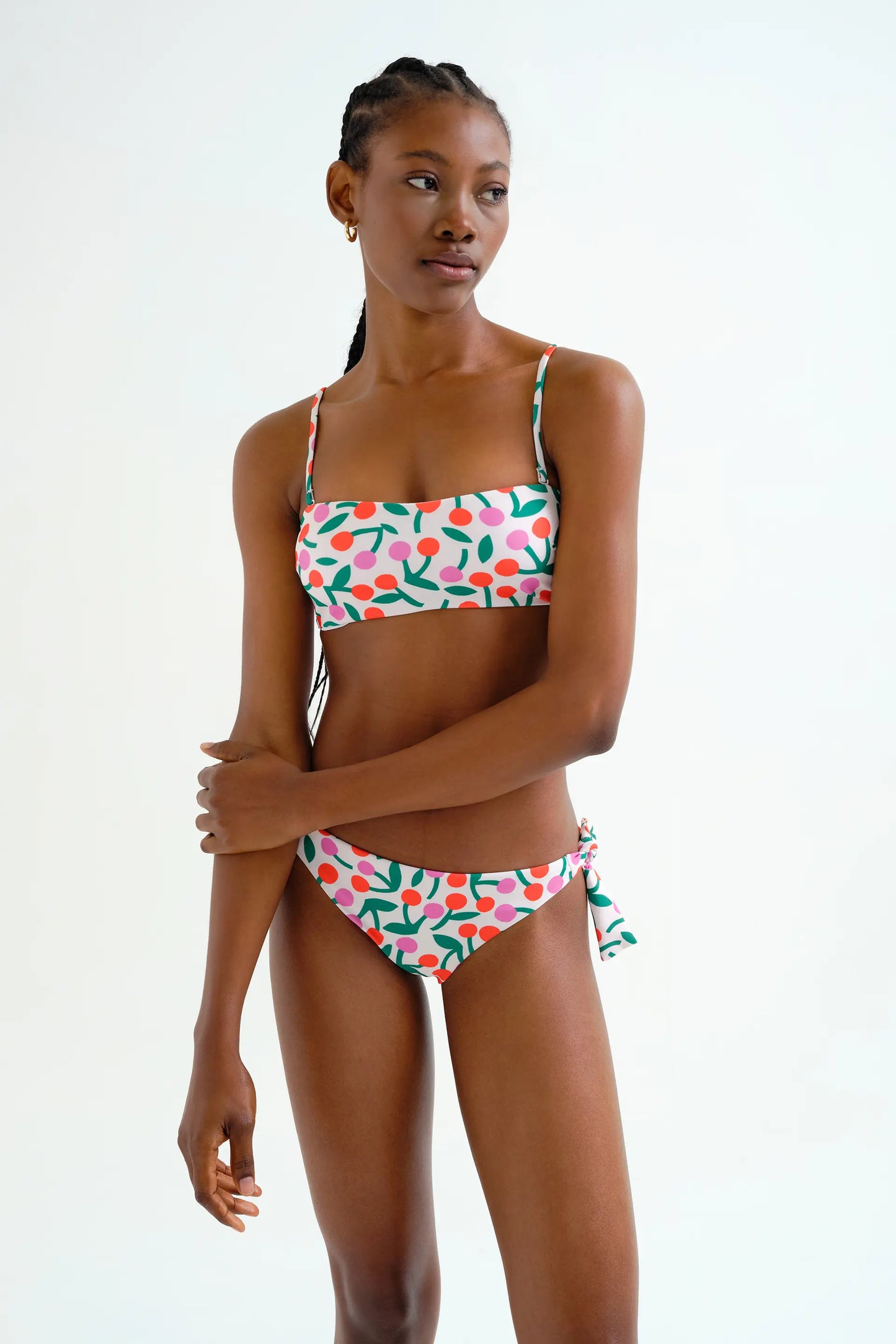 Reggiseno bikini dritto con stampa bordeaux