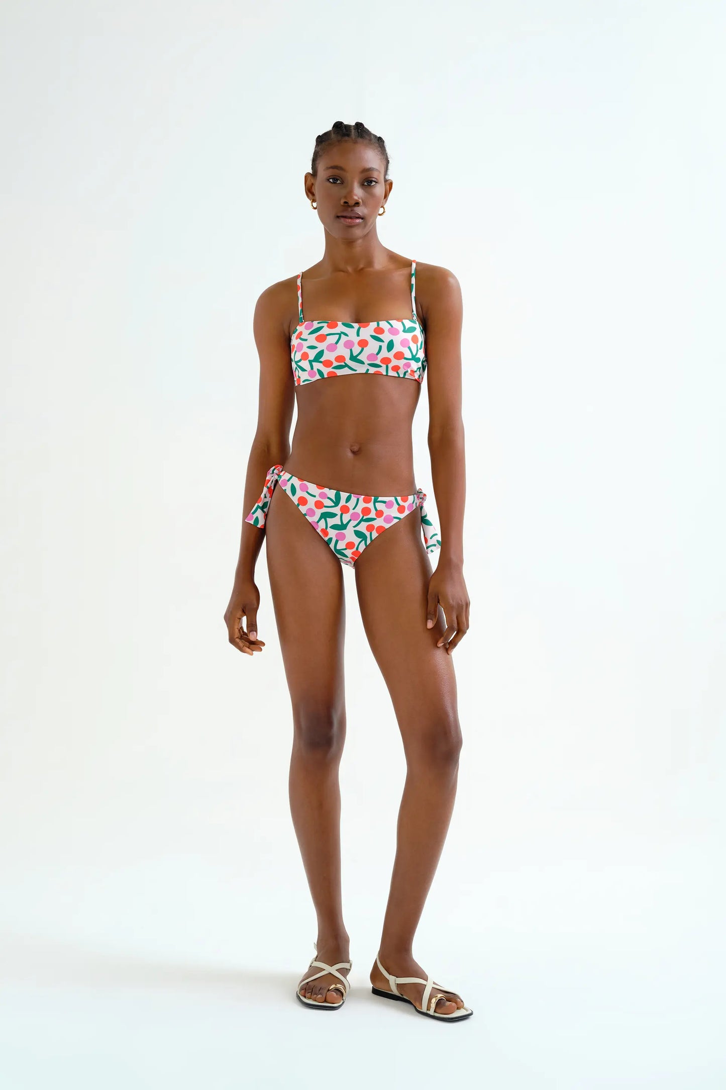 Reggiseno bikini dritto con stampa bordeaux