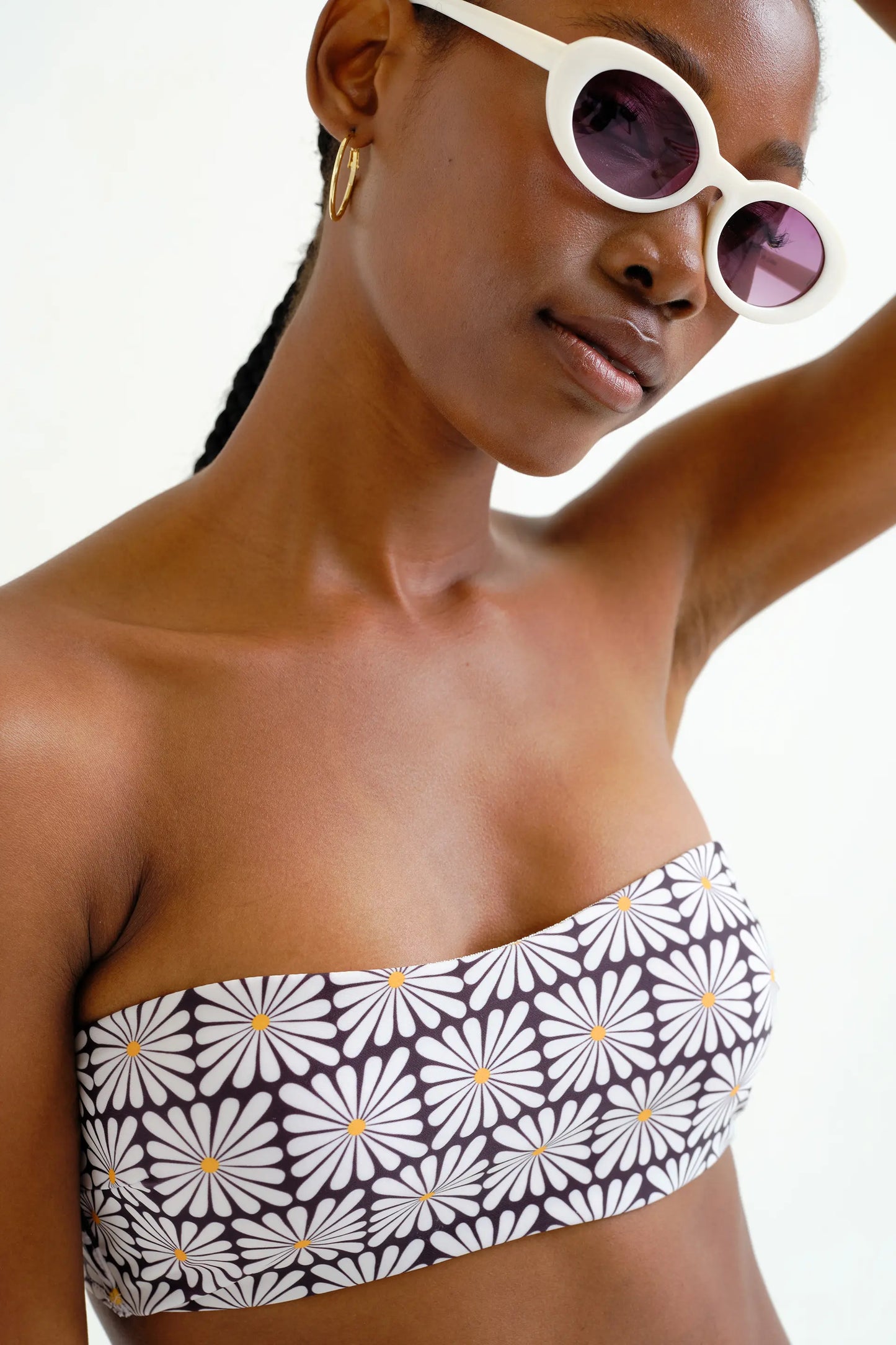 Reggiseno bikini dritto con stampa floreale color oliva - Nero