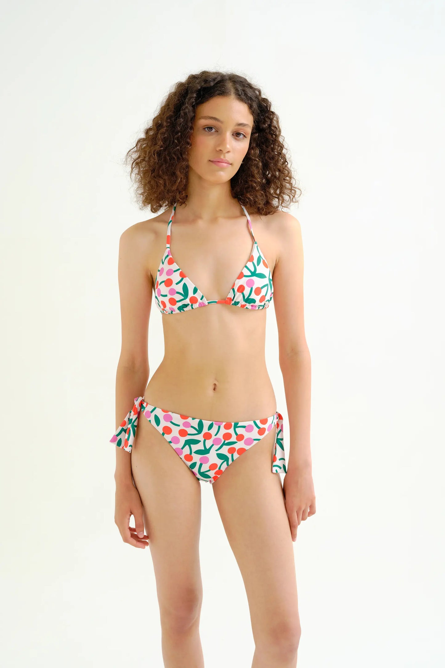 Reggiseno bikini a triangolo con stampa ciliegia