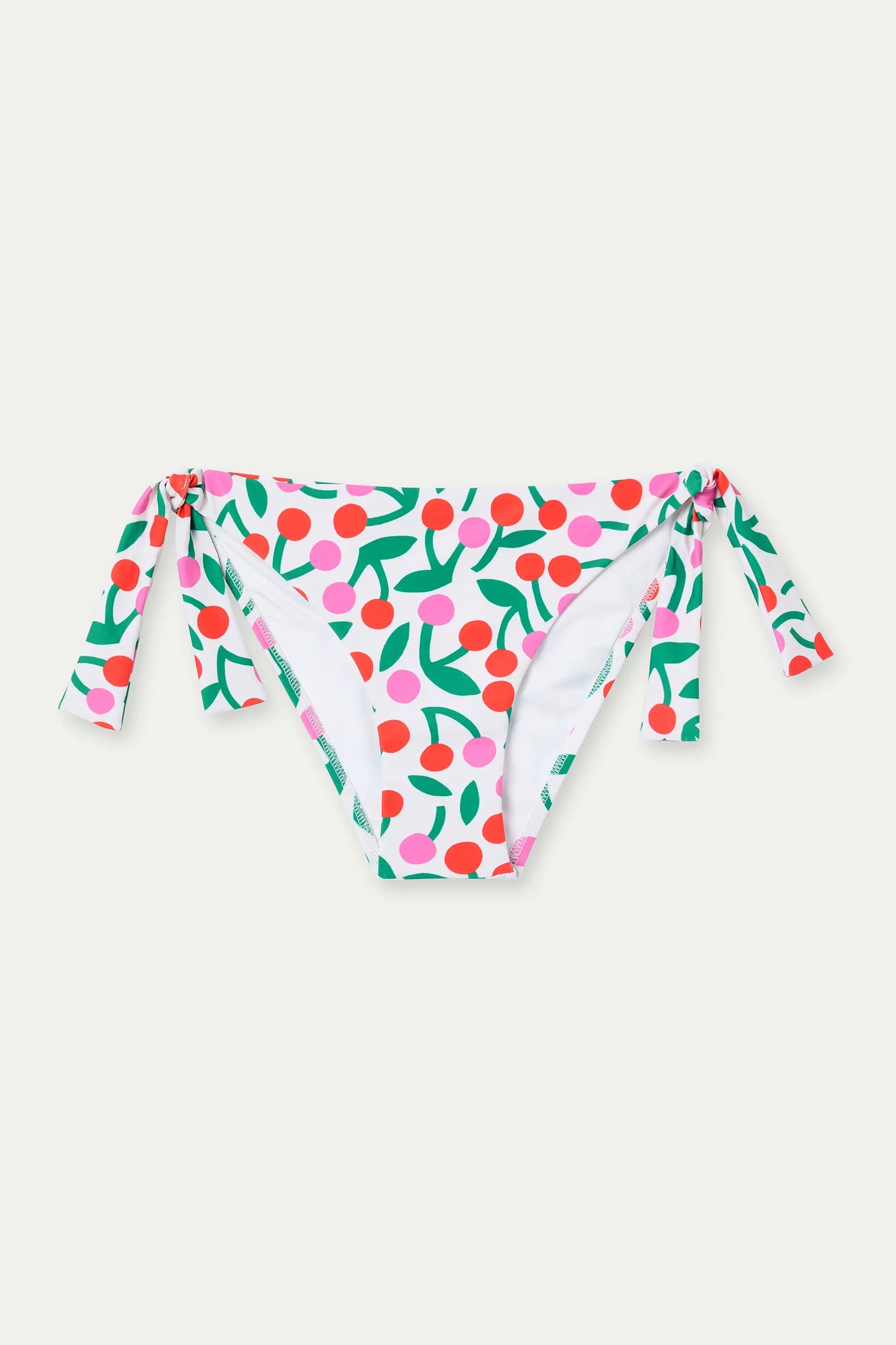 Slip bikini con stampa di ciliegie e lacci