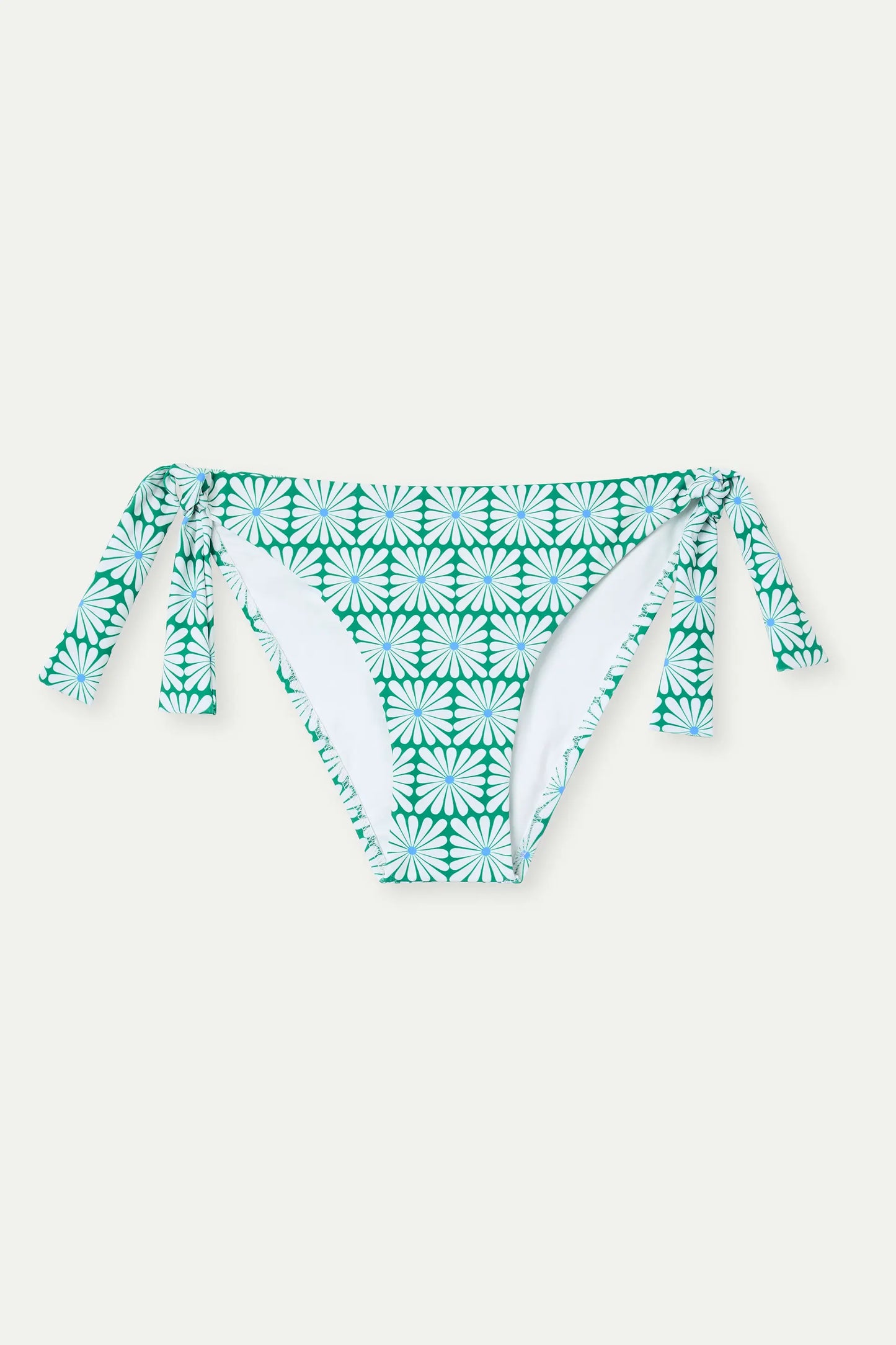 Slip bikini con chiusura a laccio e stampa Olive Flower Green