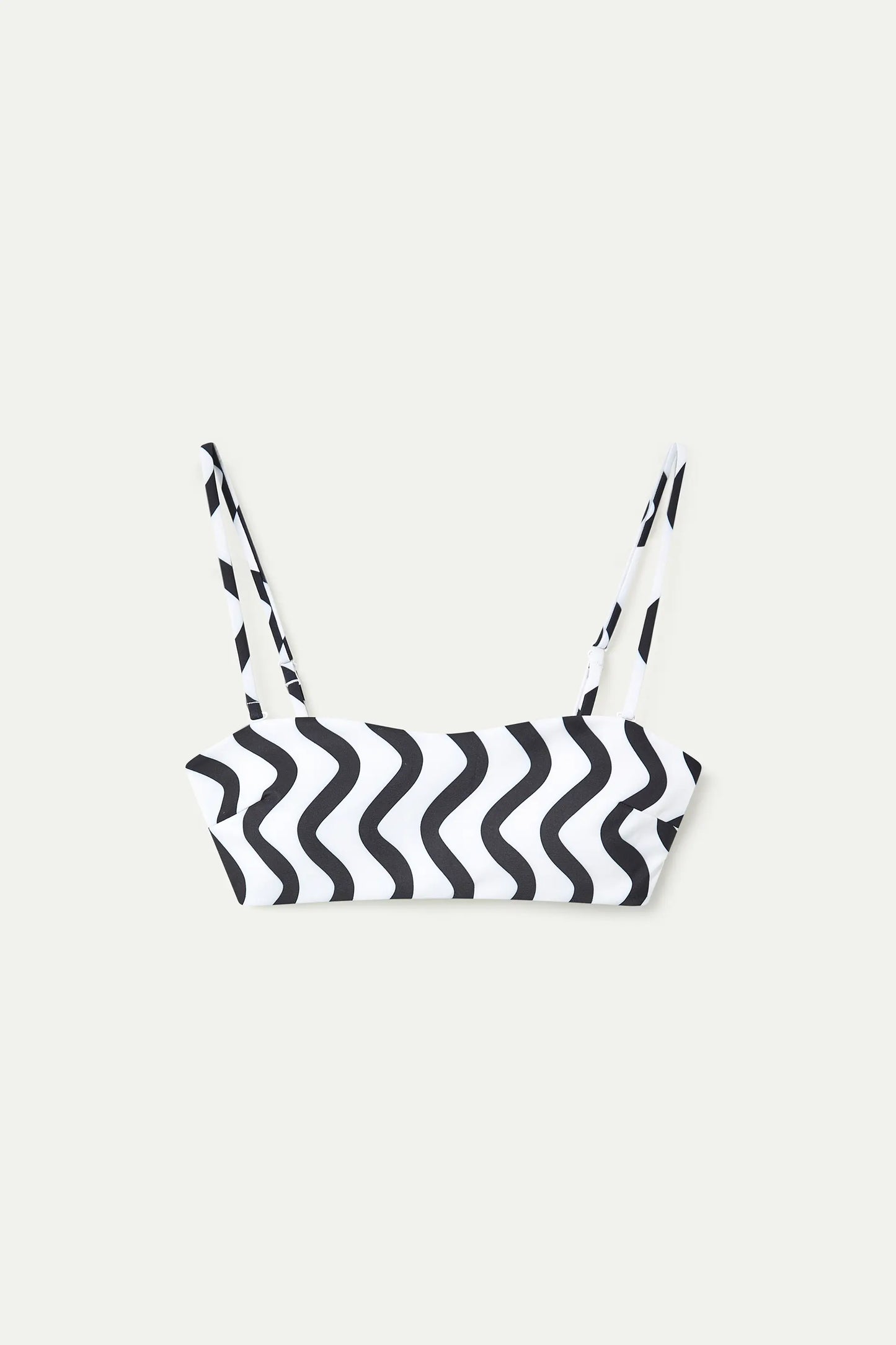Top bikini recto estampado Wave Black & White