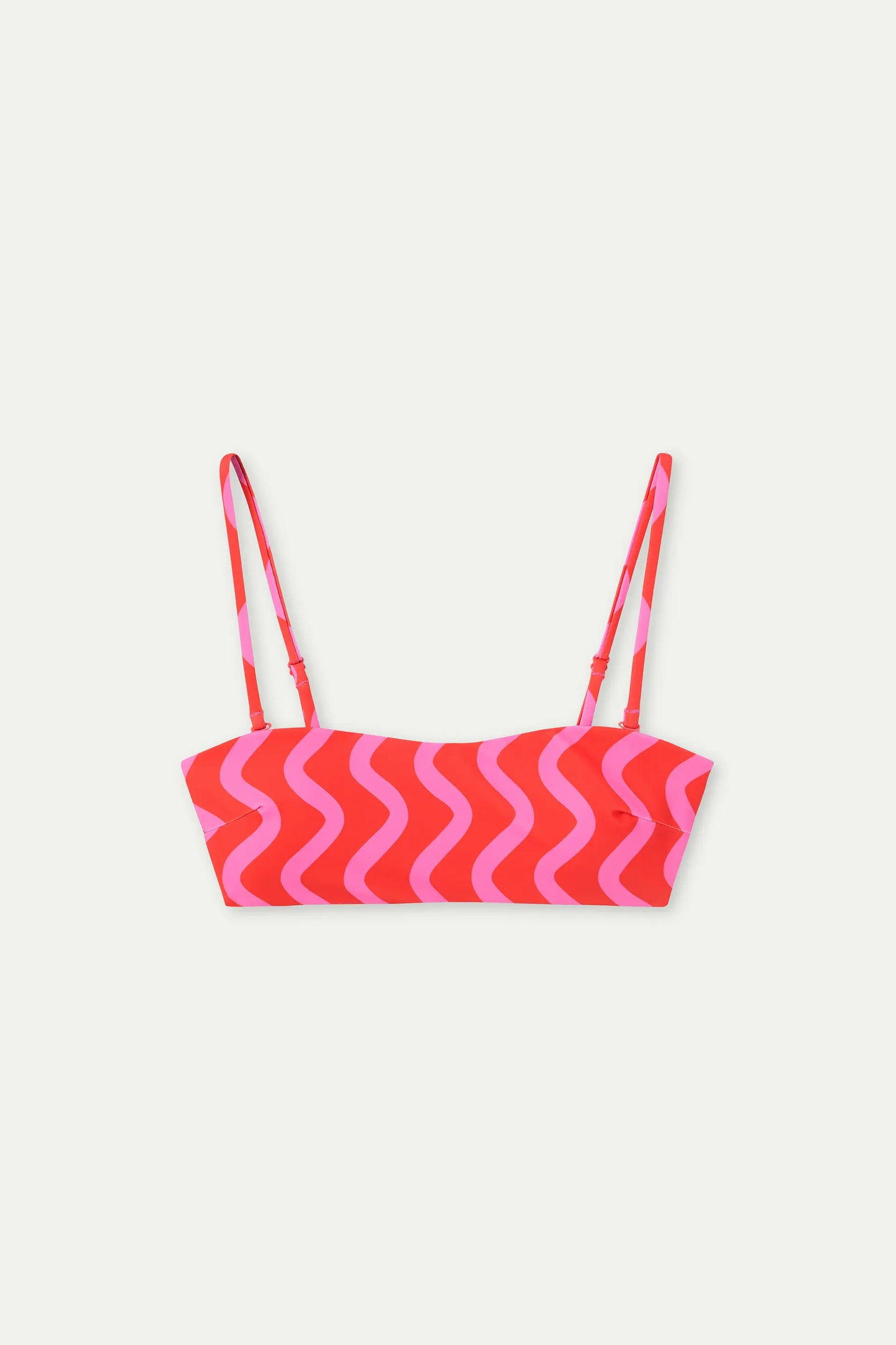 Reggiseno bikini dritto con stampa Wave rossa e rosa