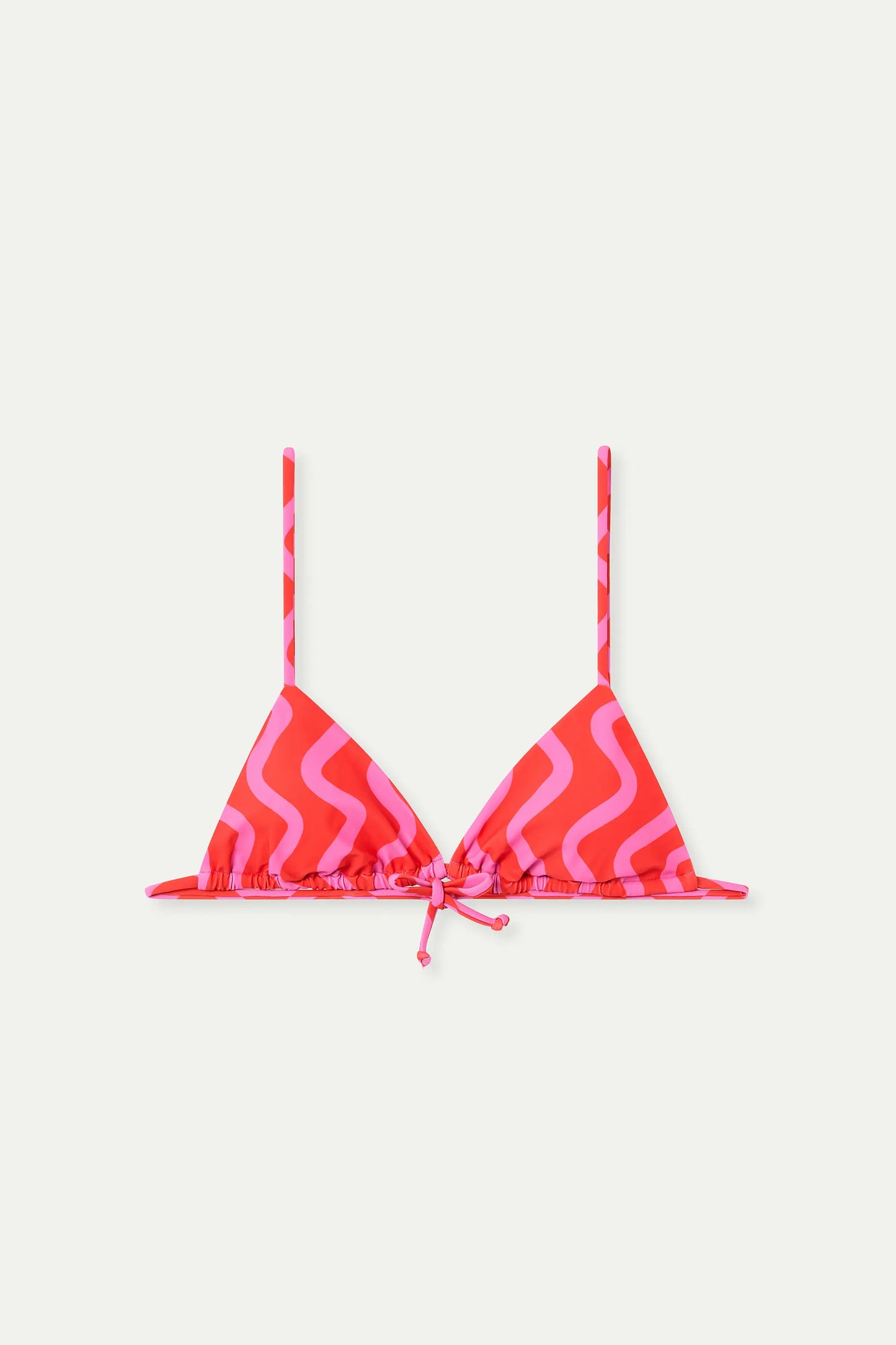 Reggiseno bikini a triangolo stampato rosso e rosa Wave