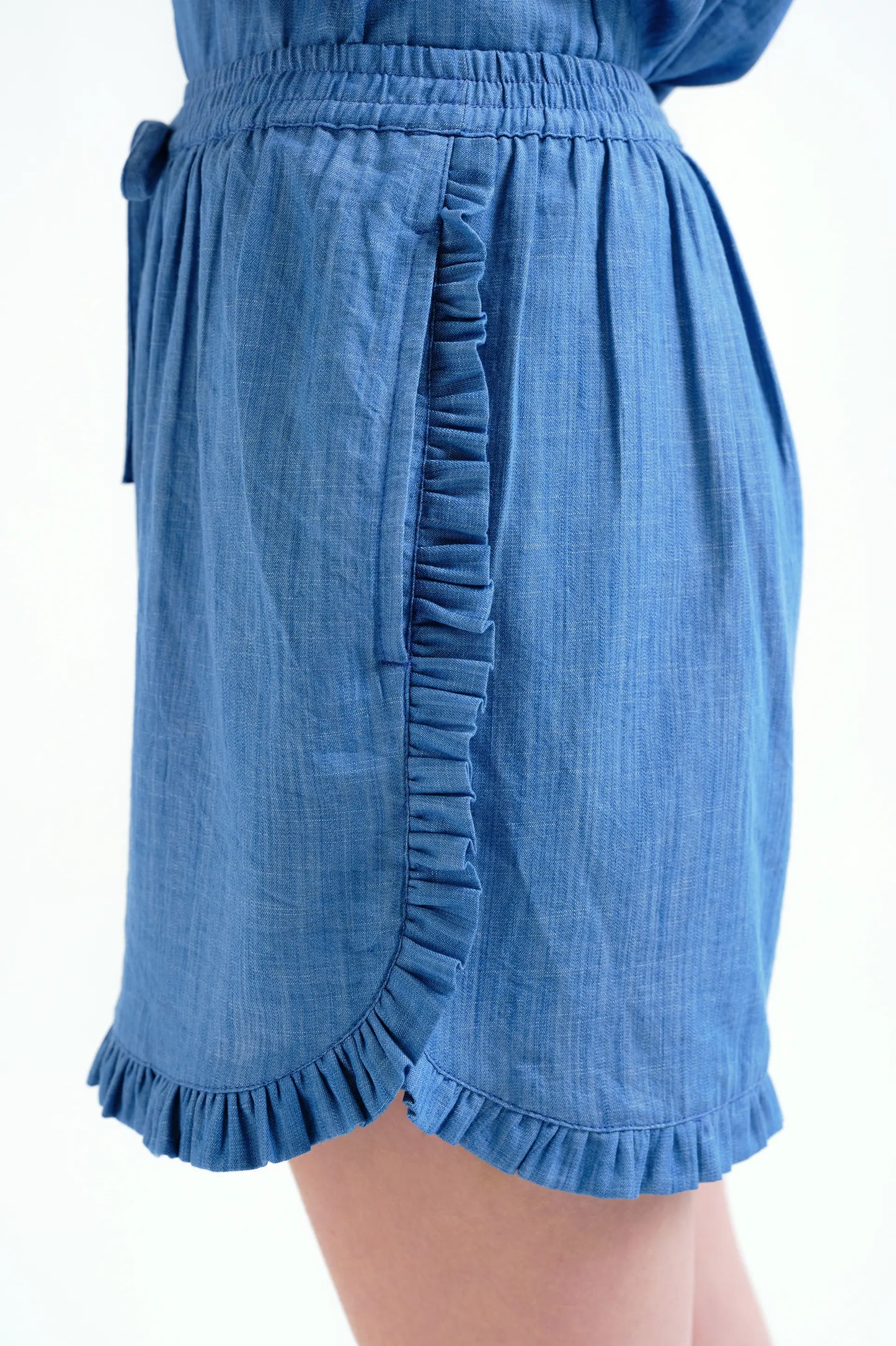 Light blue chambray 100% cotton shorts