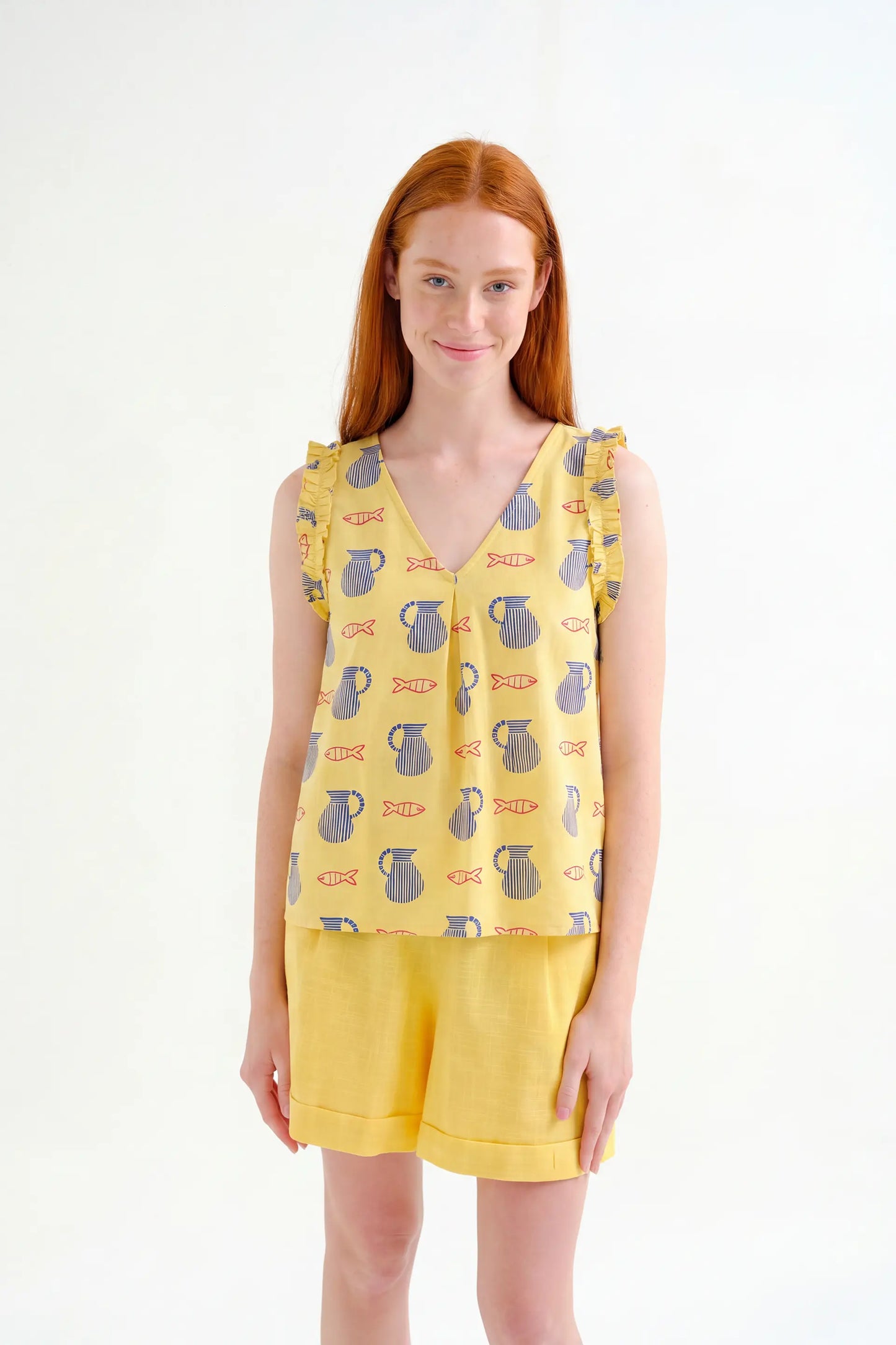 100% cotton top with "Brava" print