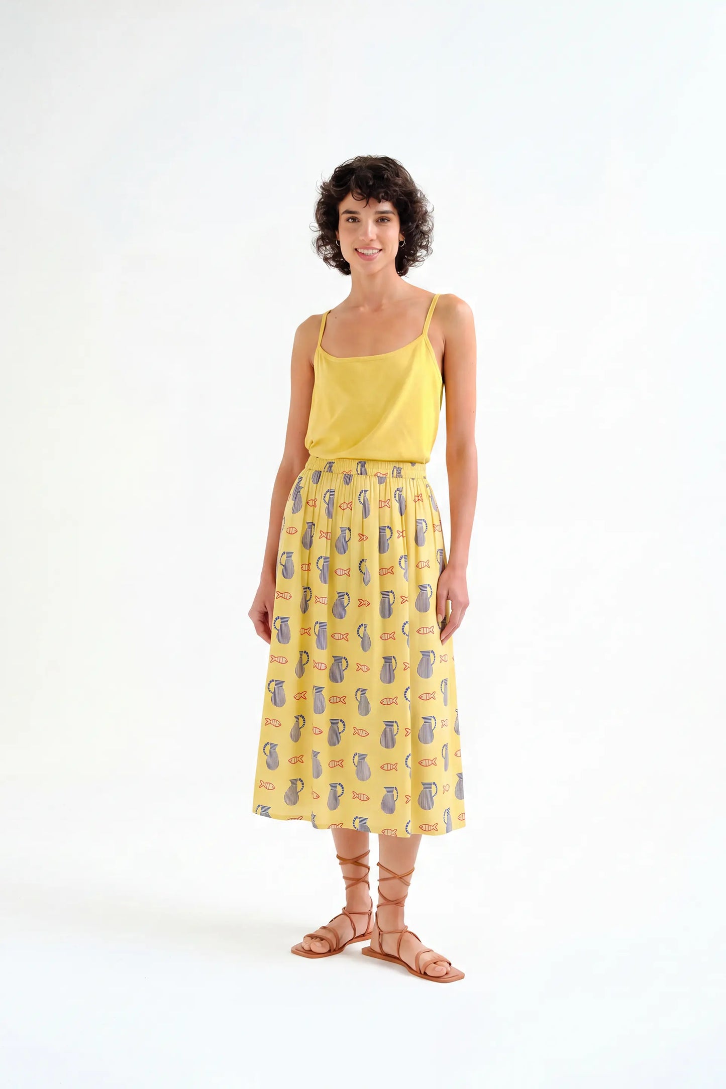 Midi skirt with Brava print