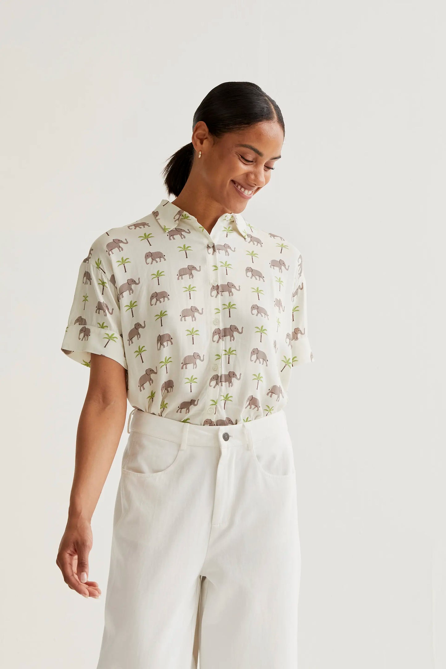 Camicia con stampa elefante LENZING™ ECOVERO™