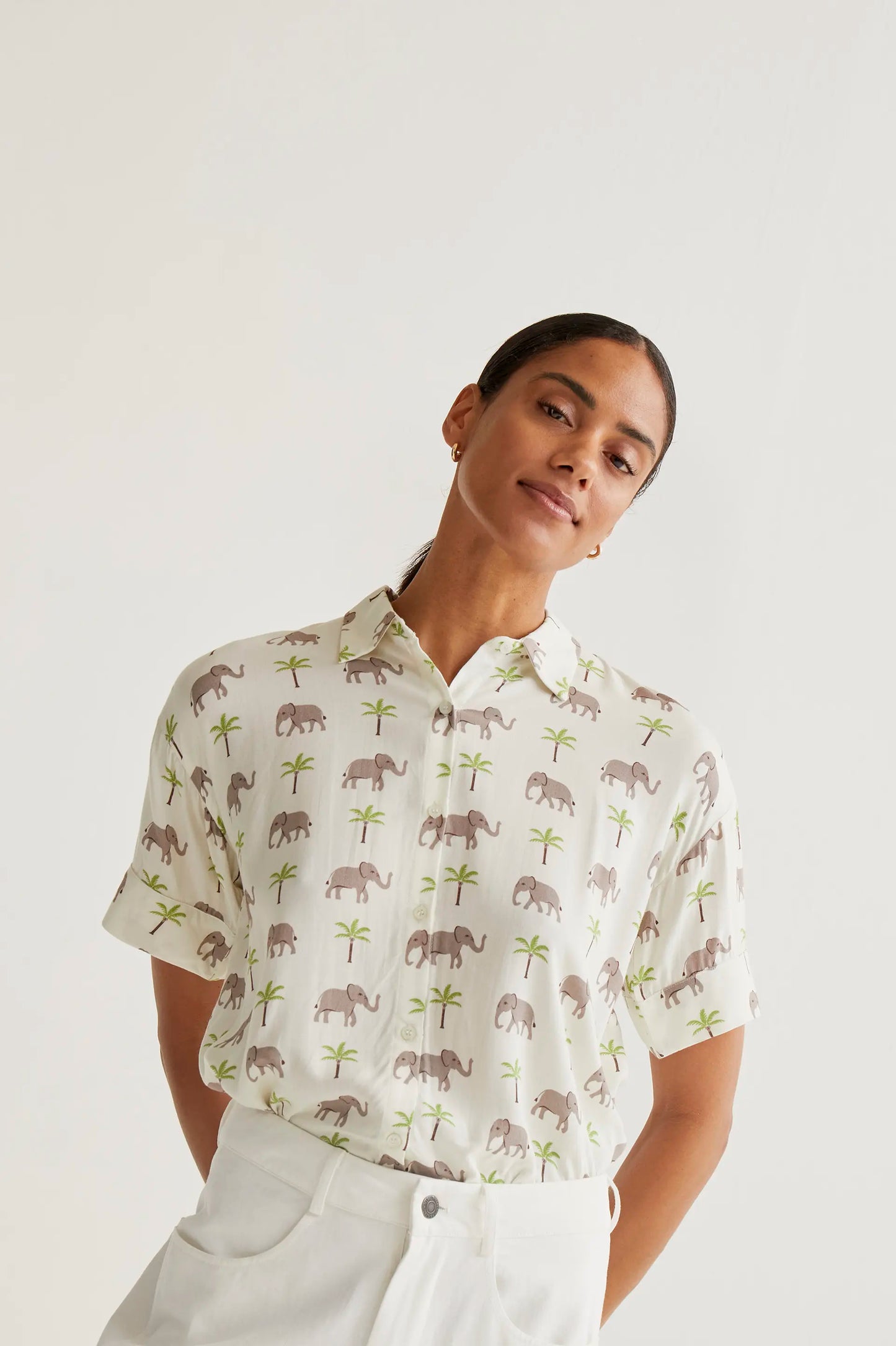Camicia con stampa elefante LENZING™ ECOVERO™