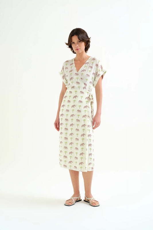 Vestido midi con estampado Elefante LENZING™ ECOVERO™