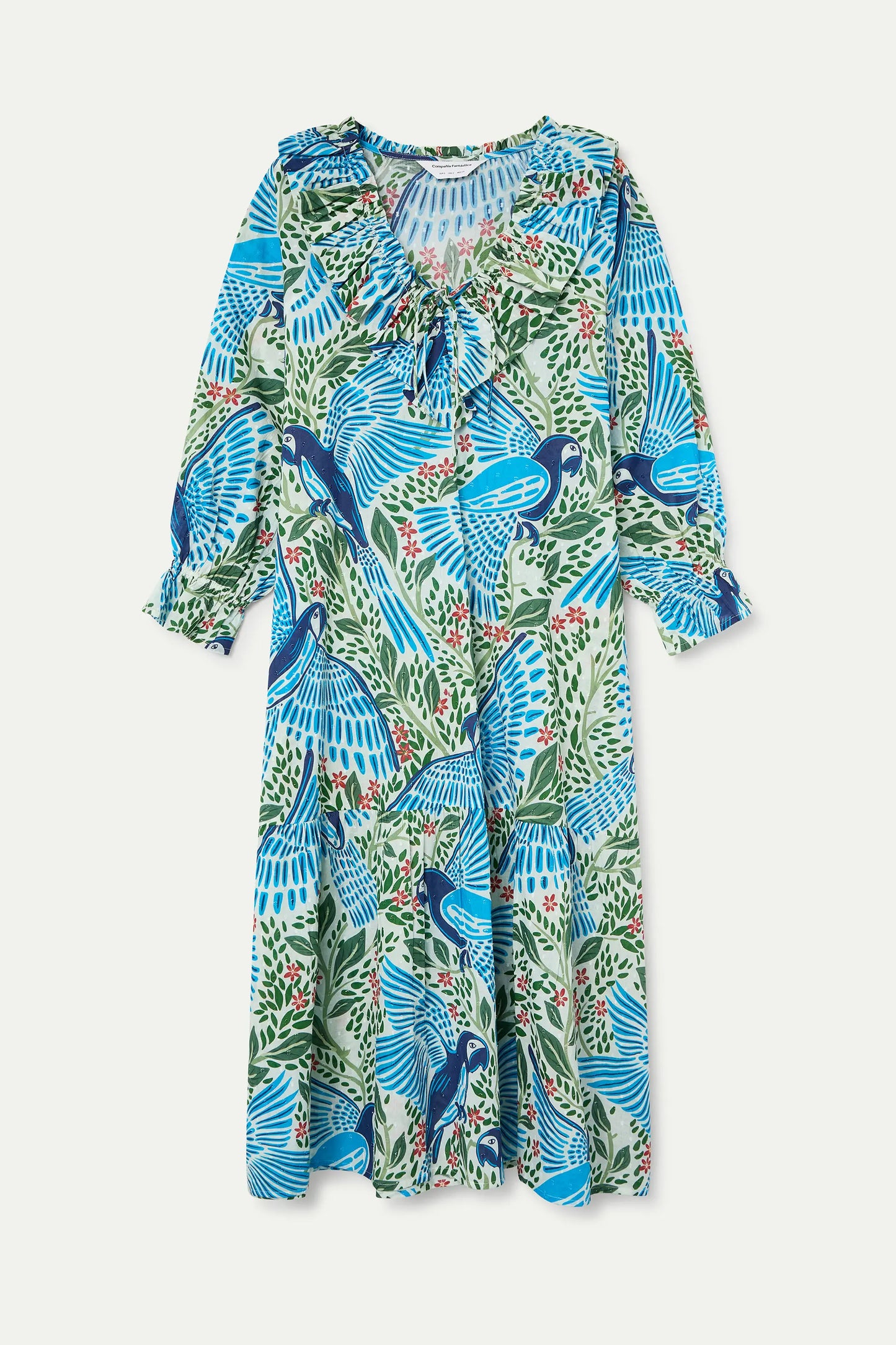Long beach dress with Parrot print