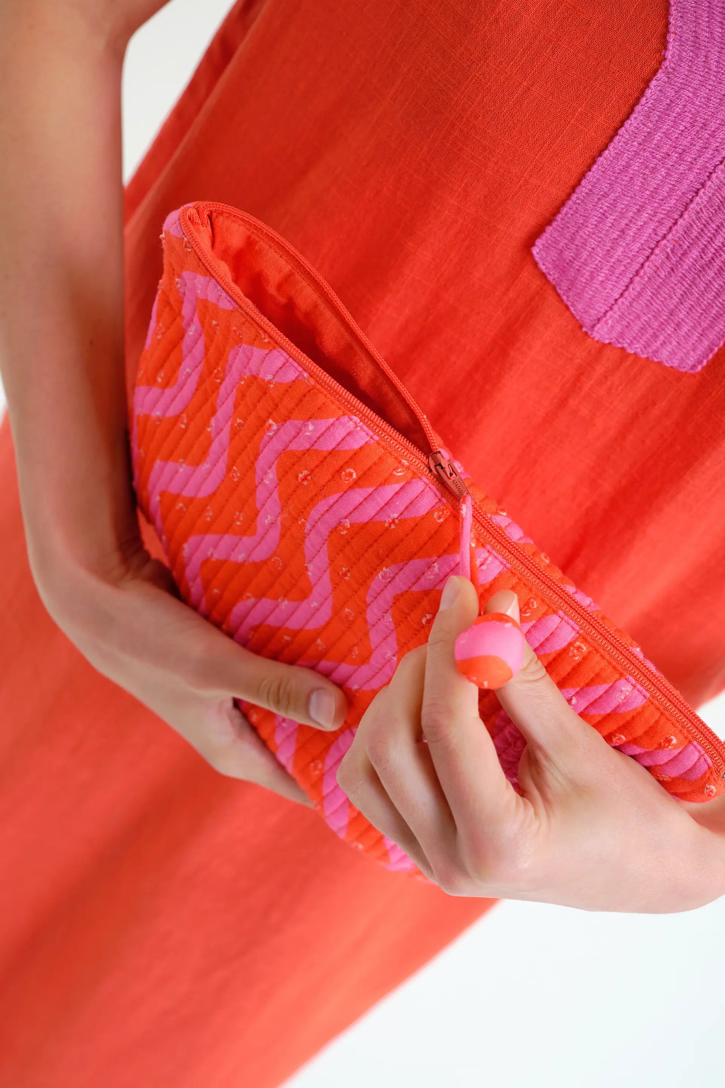 Borsa con stampa Wave Red &amp; Pink