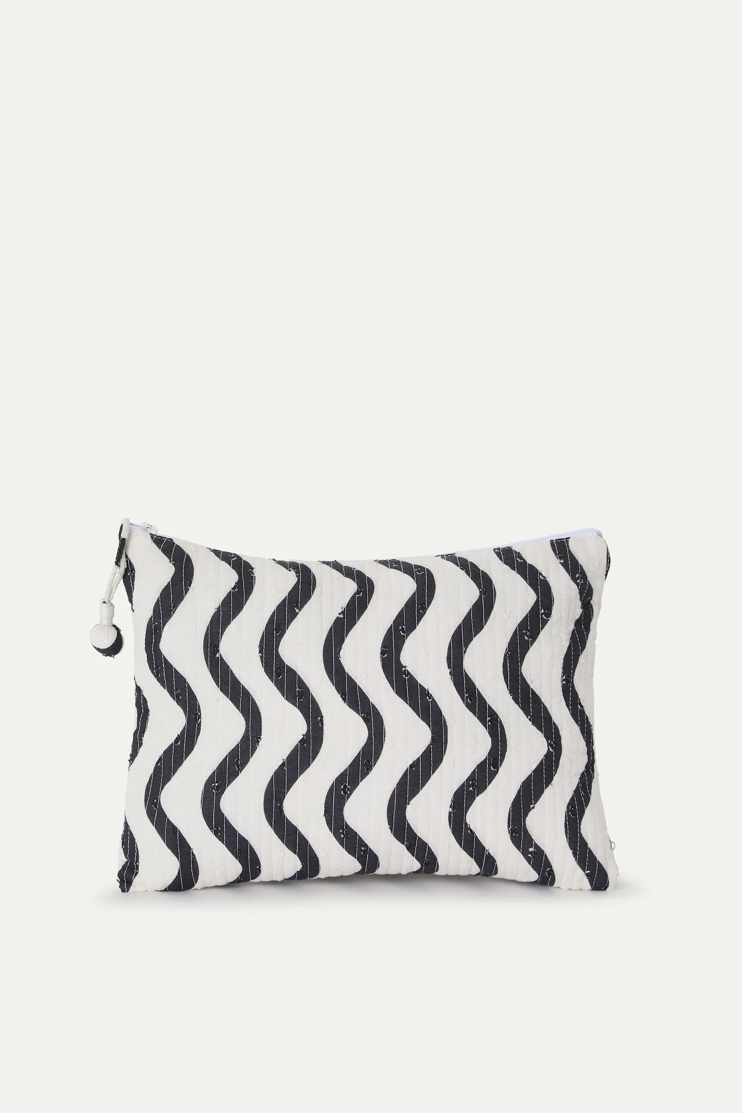 Borsa con stampa a onde in bianco e nero