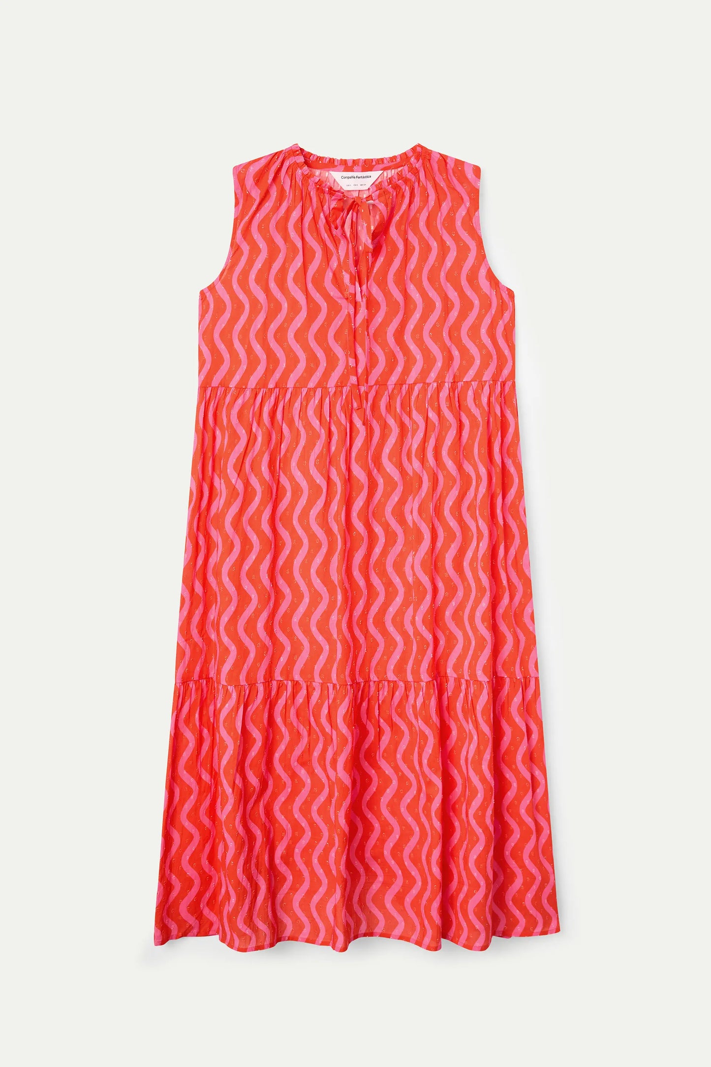 Vestido largo playero con estampado Wave Red & Pink