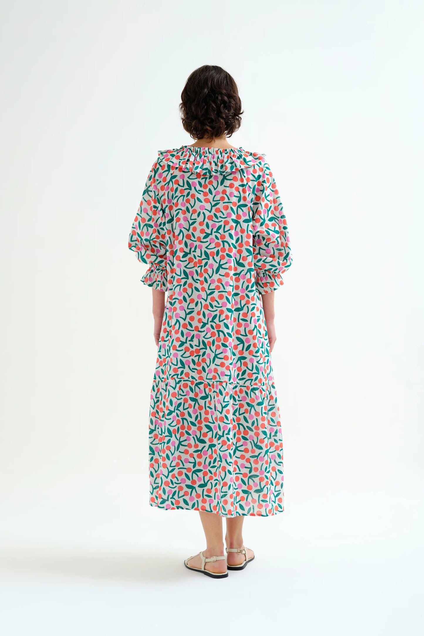 Vestido largo playero con estampado Guinda