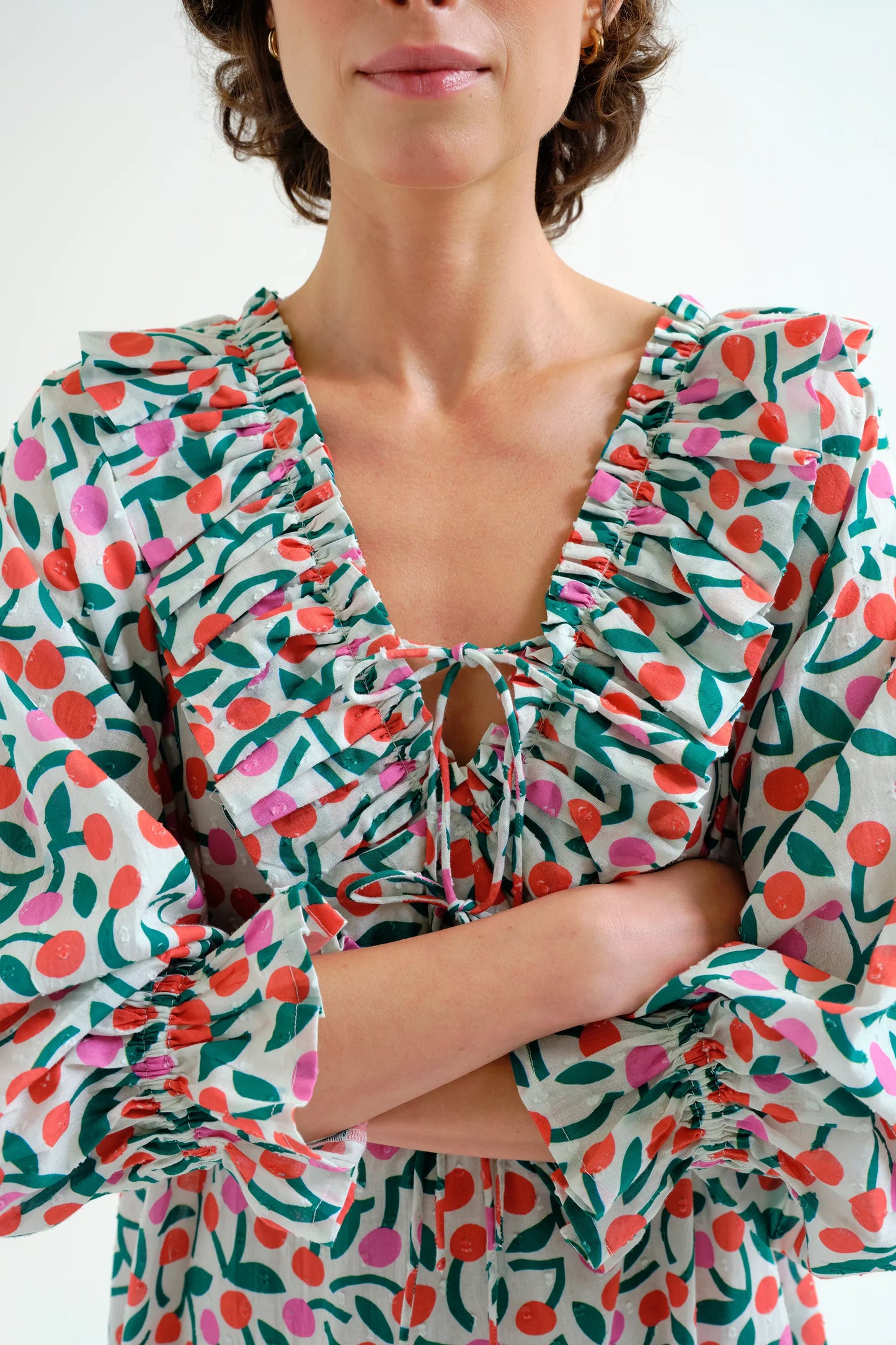 Vestido largo playero con estampado Guinda