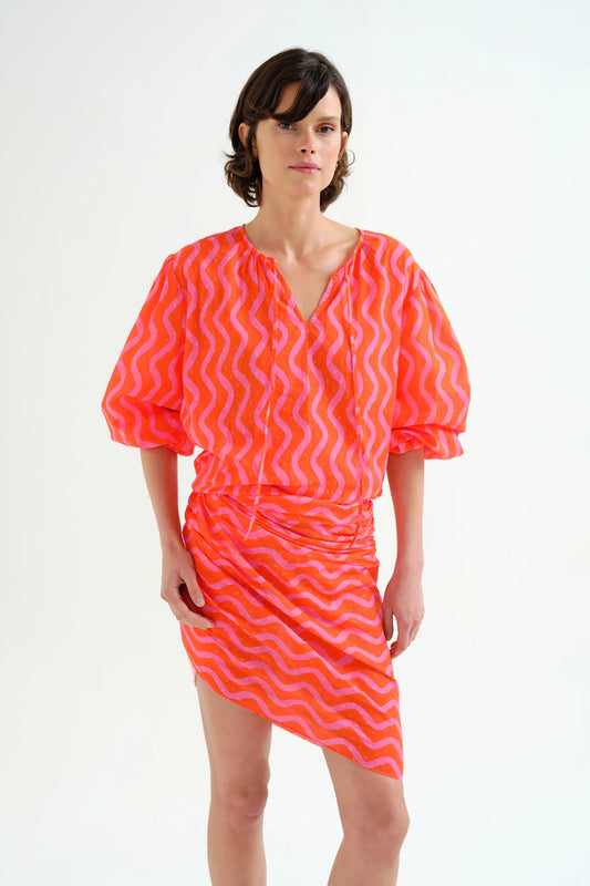 Top playero con estampado Wave Red & Pink