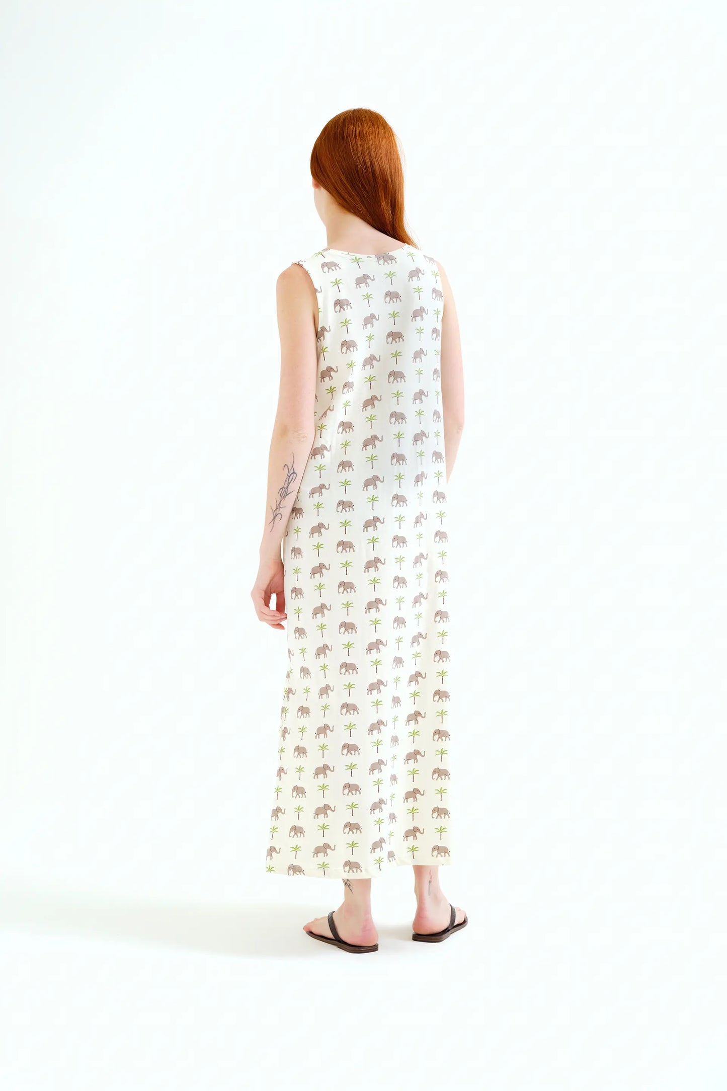 Vestido largo con estampado Elefante