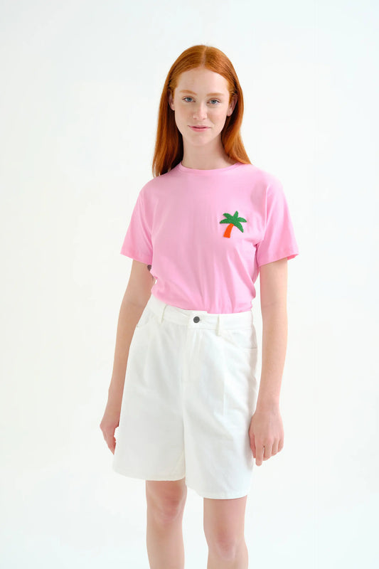 Camiseta con bordado de palmera