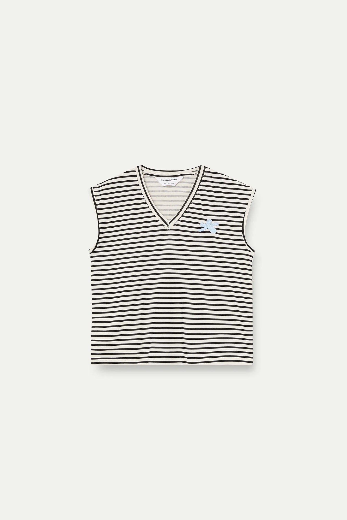 Camiseta sin mangas con estampado de rayas blanco y negro