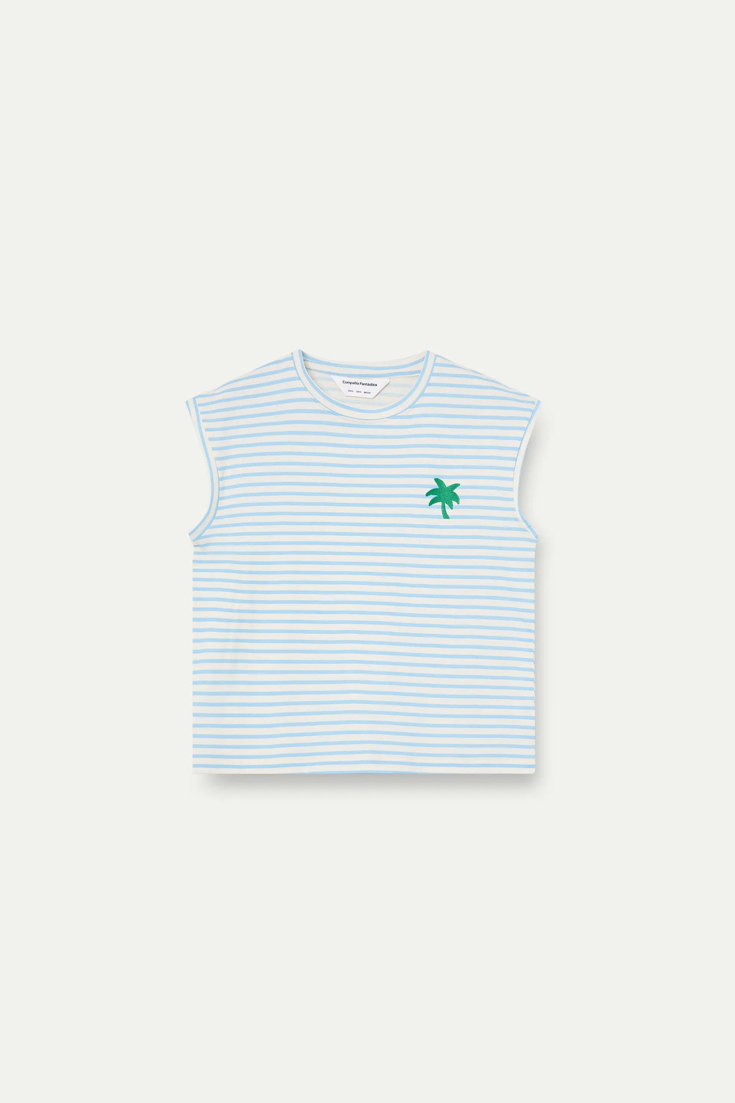 Camiseta con estampado de rayas blanco y azul