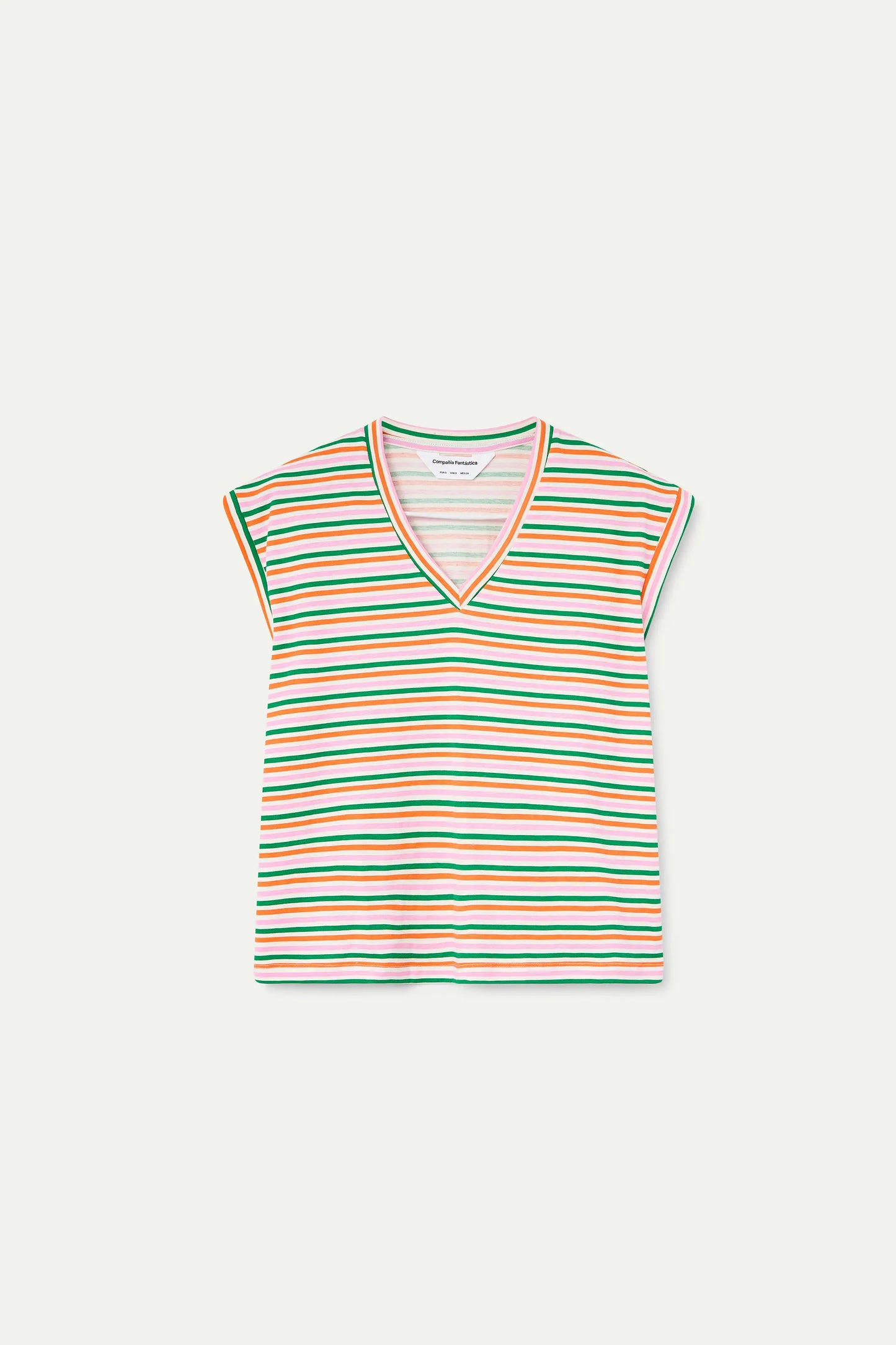 T-shirt con speciale stampa a righe multicolori