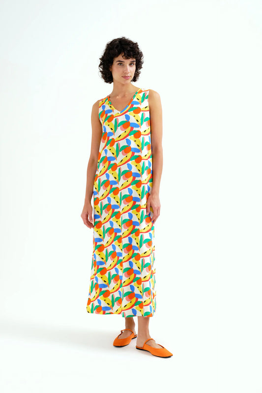 Vestido largo con estampado Tutti Frutti Small