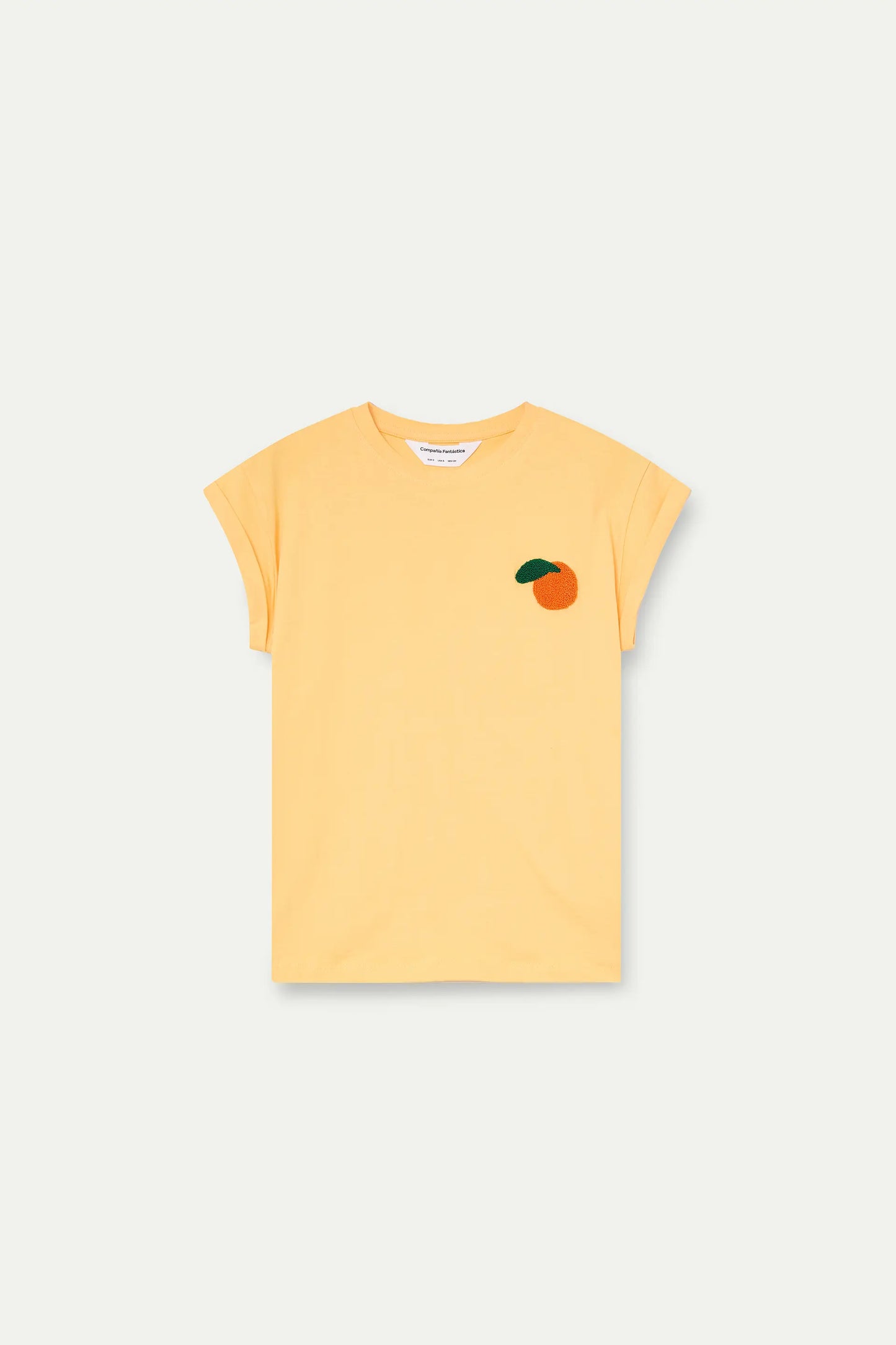 Camiseta con bordado de naranja