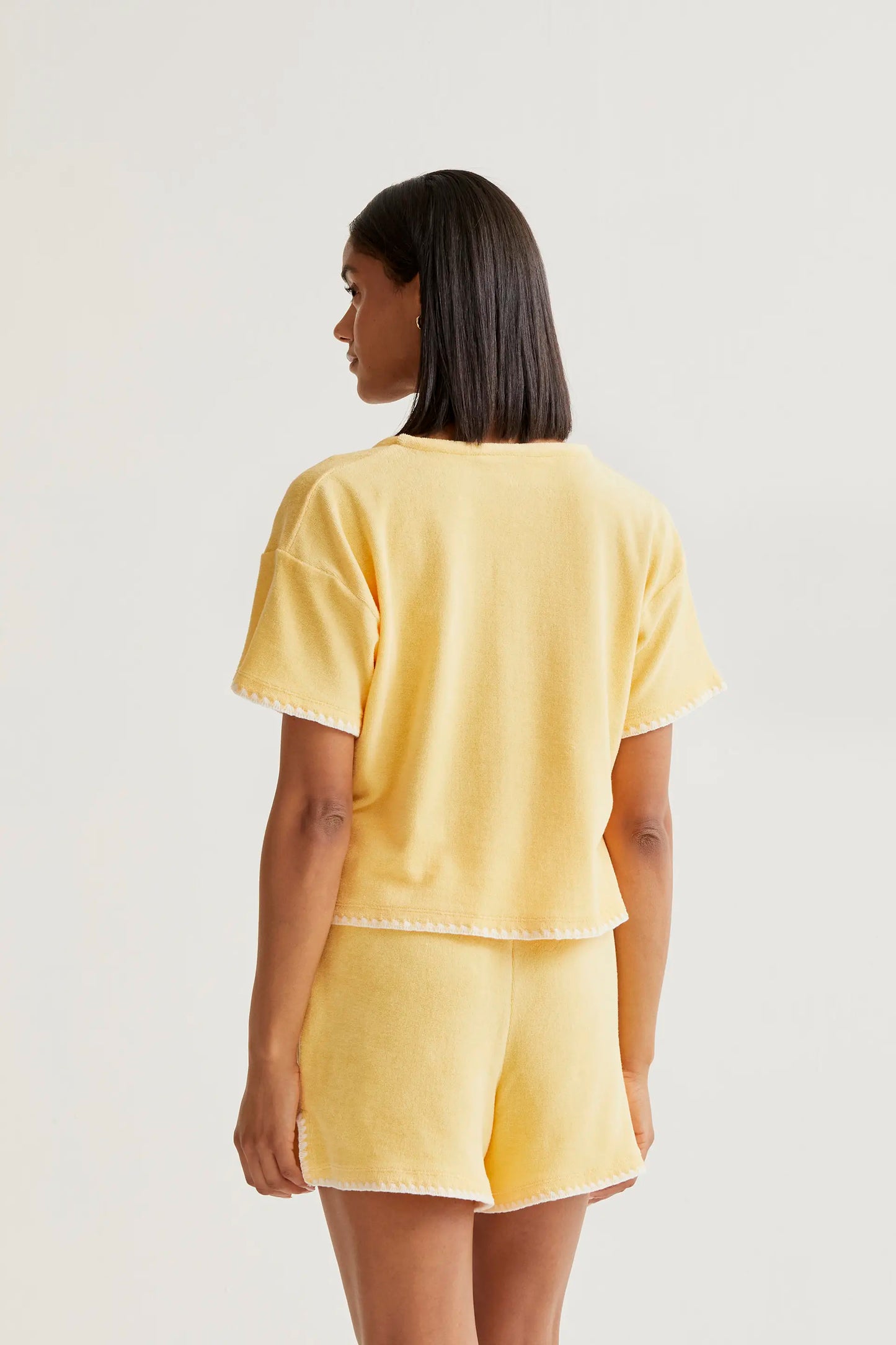 Top da spiaggia in 100% cotone giallo chiaro