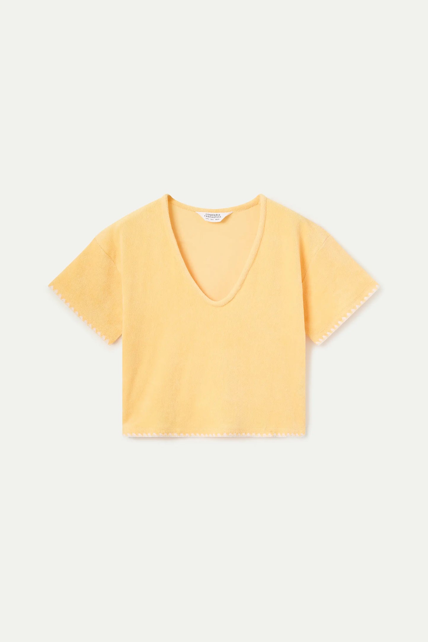 Top da spiaggia in 100% cotone giallo chiaro
