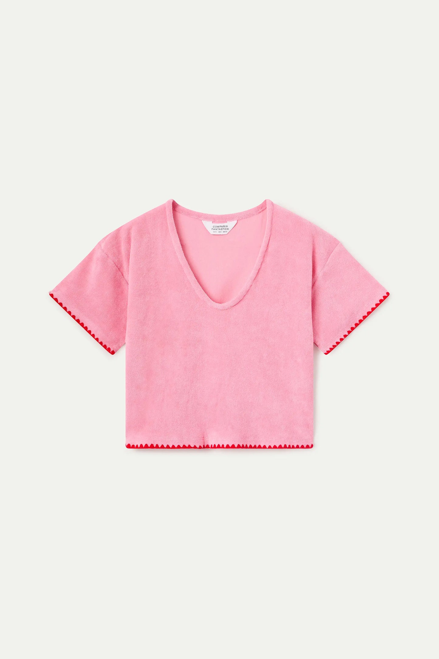 Top da spiaggia in cotone 100% con stampa rosa