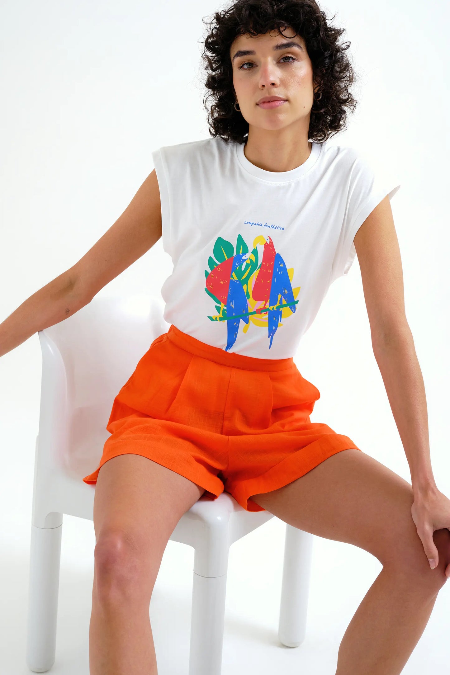 100% cotton orange shorts
