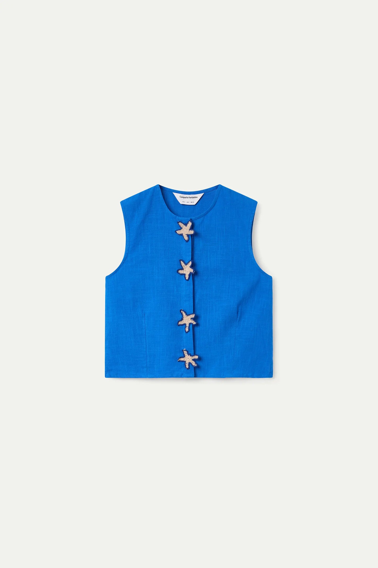 Navy blue 100% cotton top with star appliqué