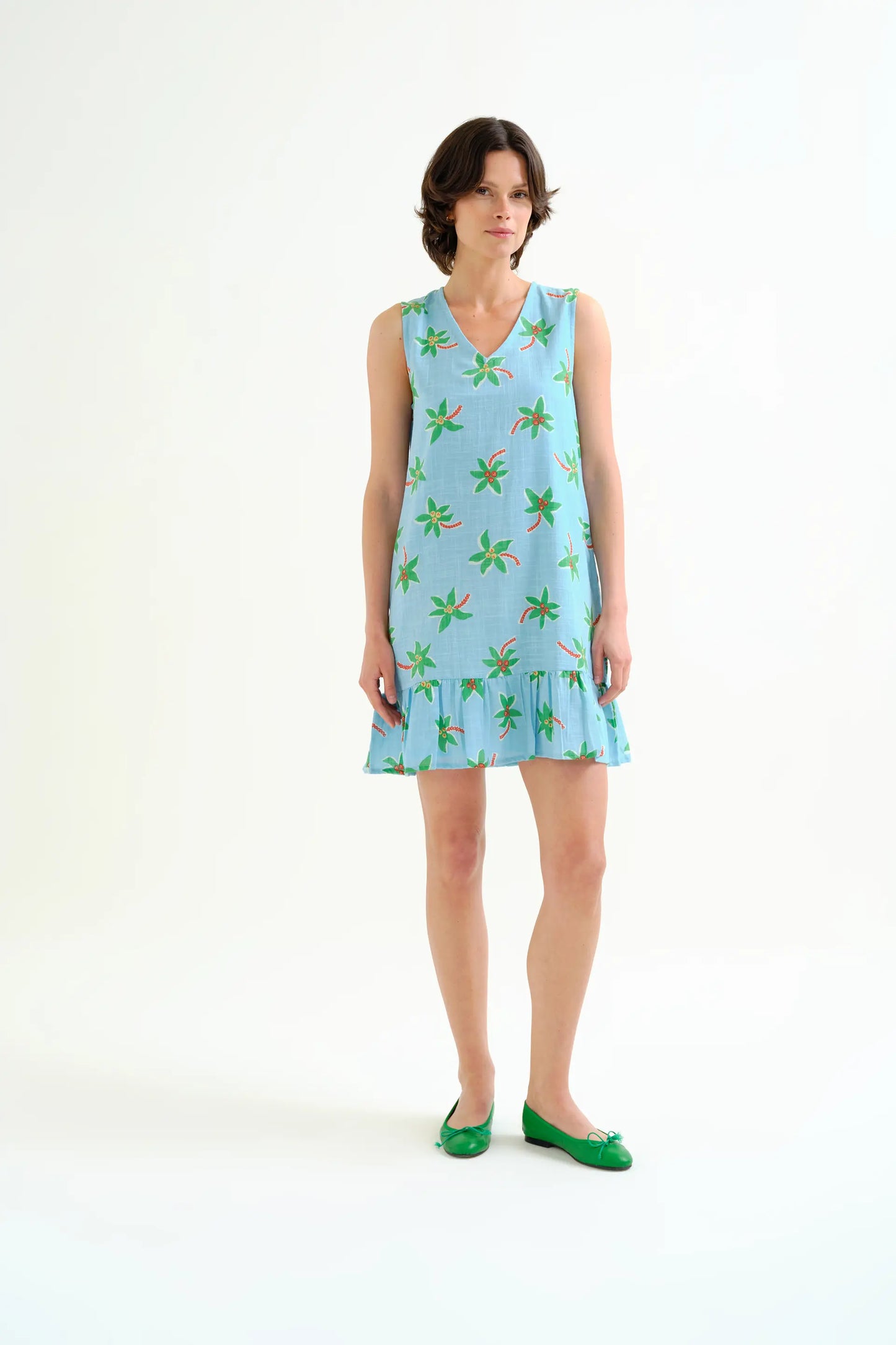 Vestido corto con estampado Cocotero Small