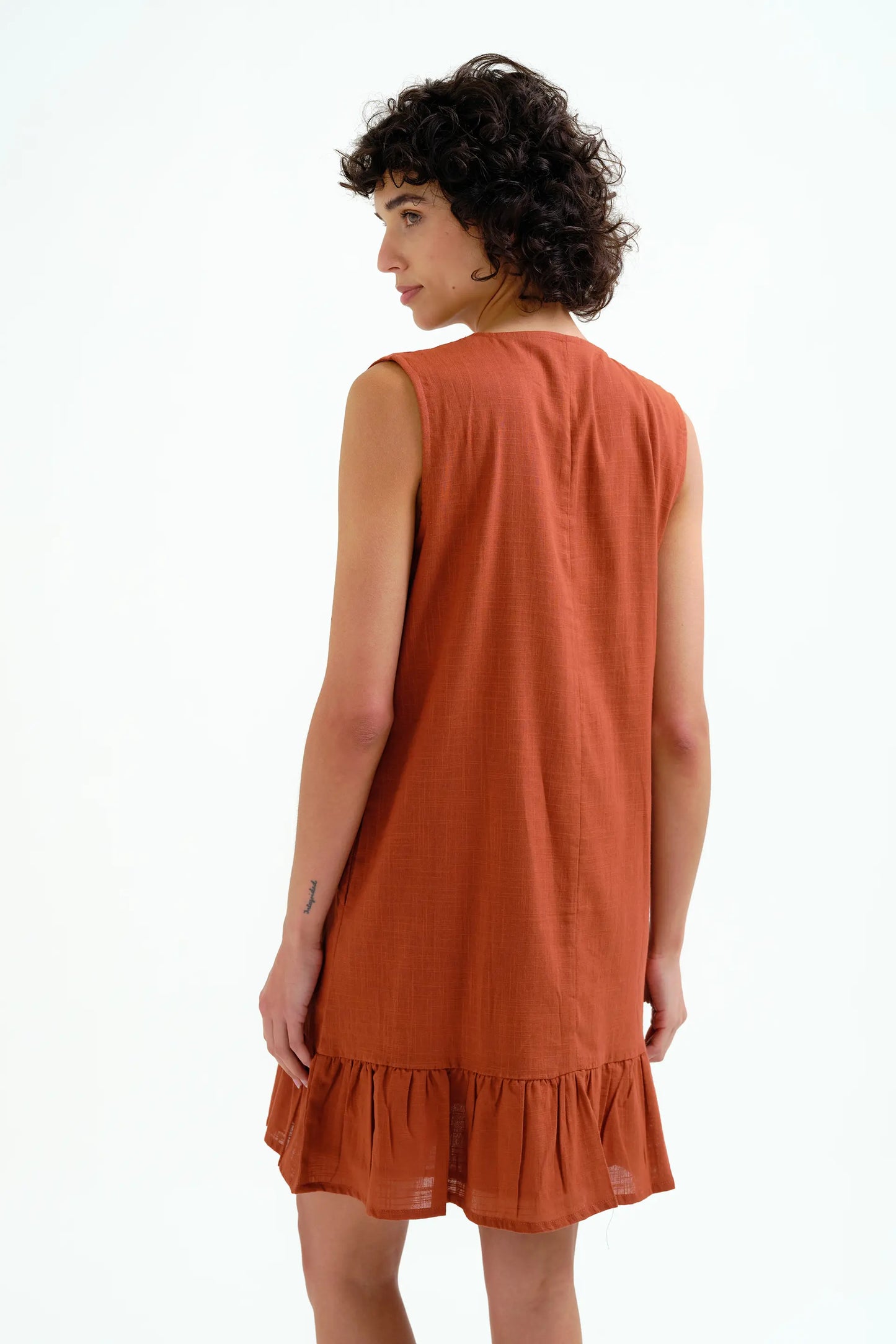 Vestido corto 100% algodón marrón