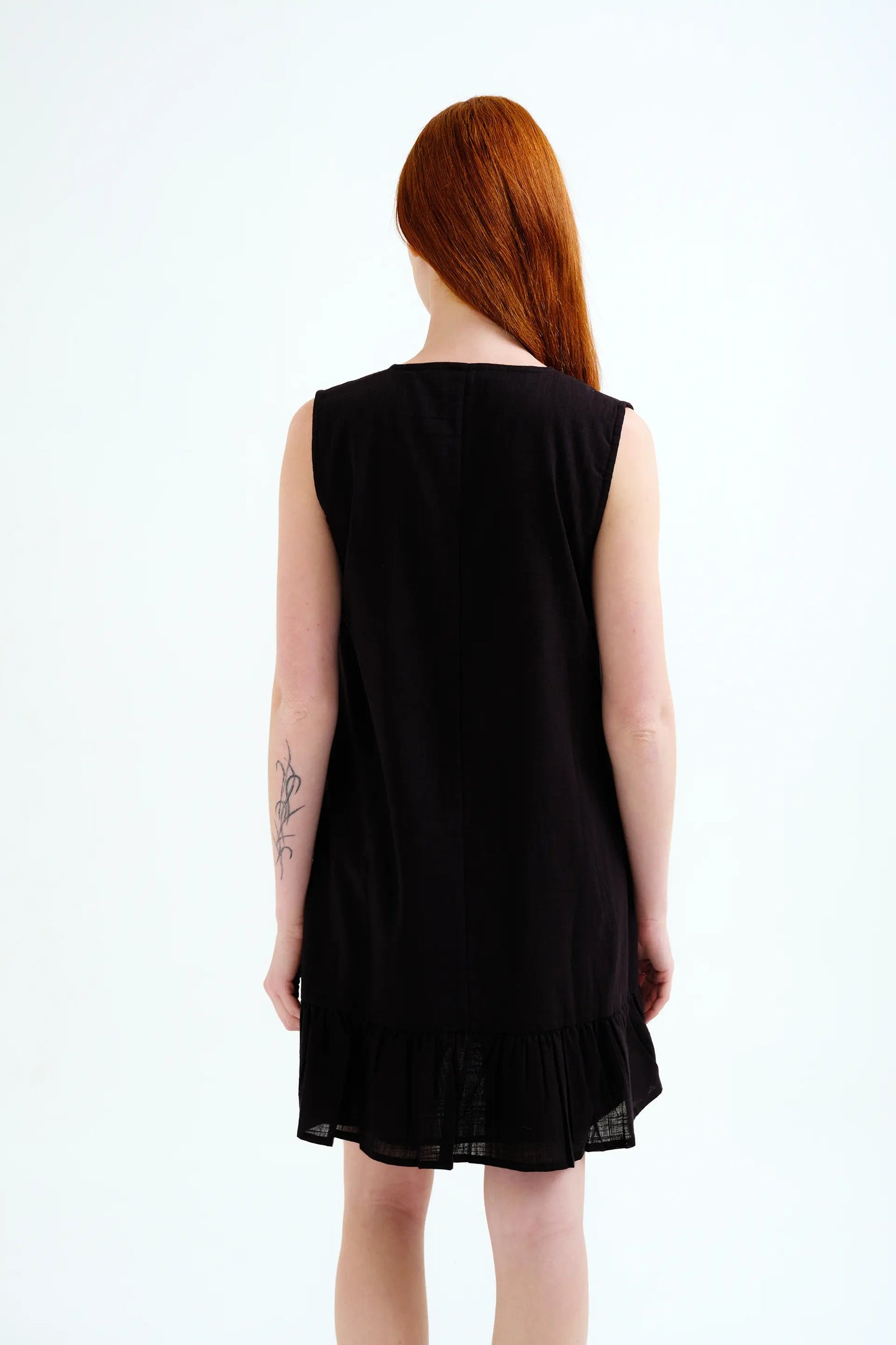 Short dress, 100% cotton, black