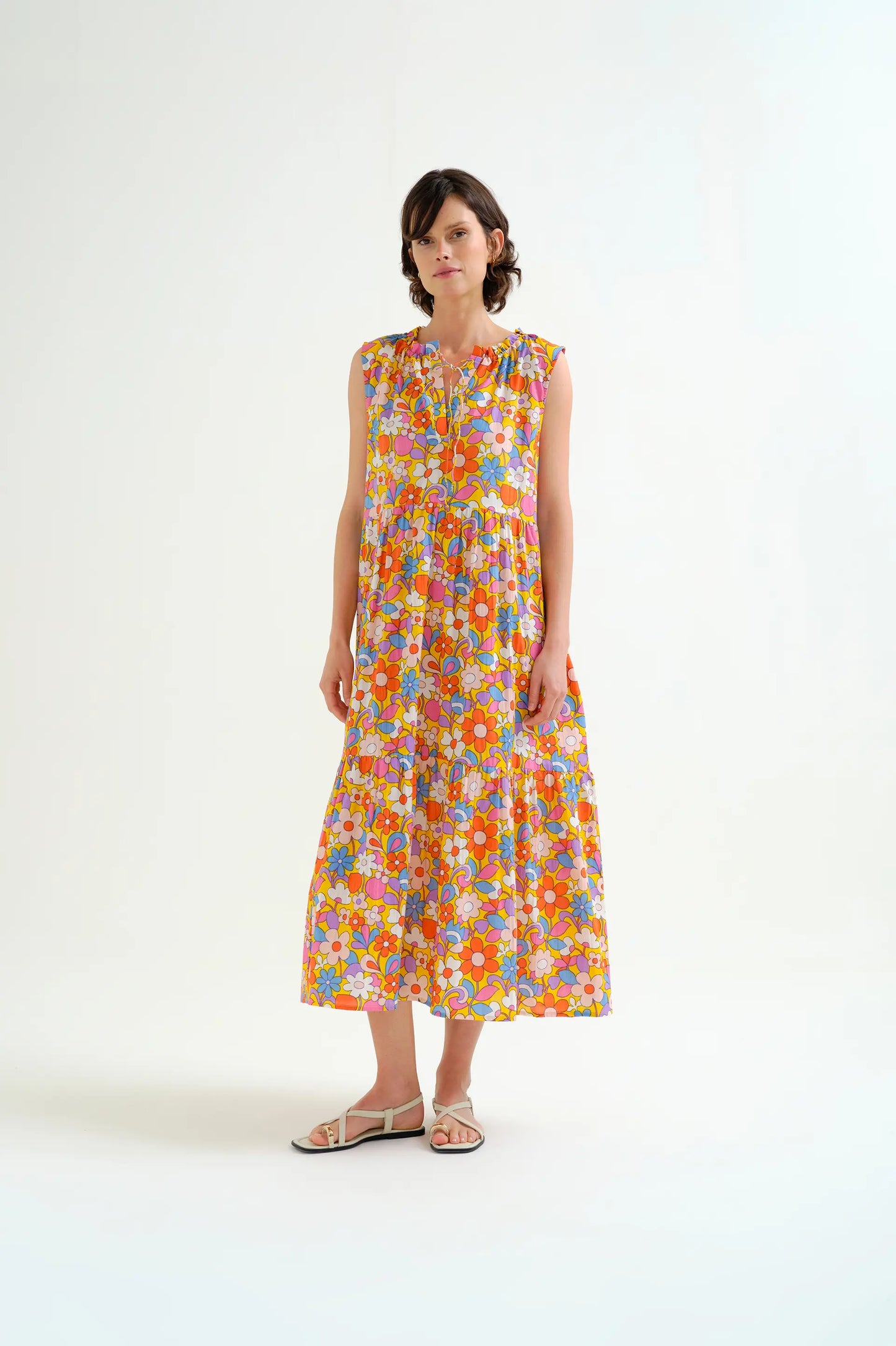 Abito lungo da spiaggia con stampa Bloom