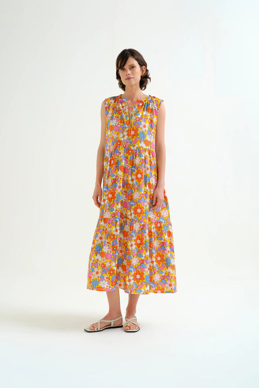 Vestido largo playero con estampado Bloom