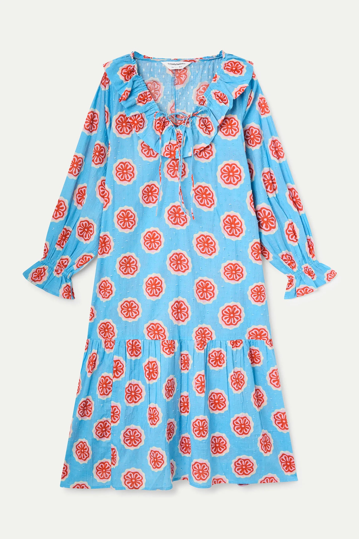 Vestido largo playero con estampado Red bloom flowers