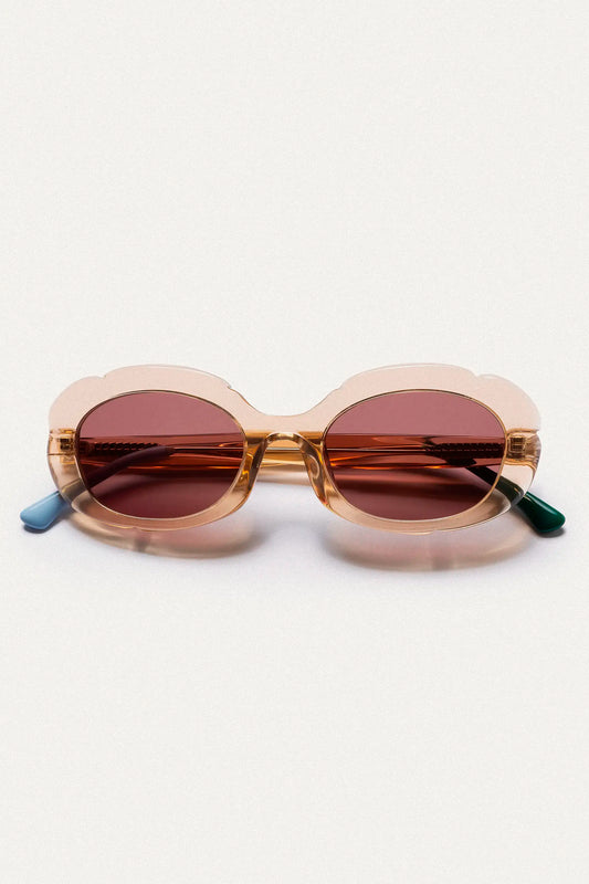 Gafas de sol ambar con punta patillas multicolor verde y azul claro