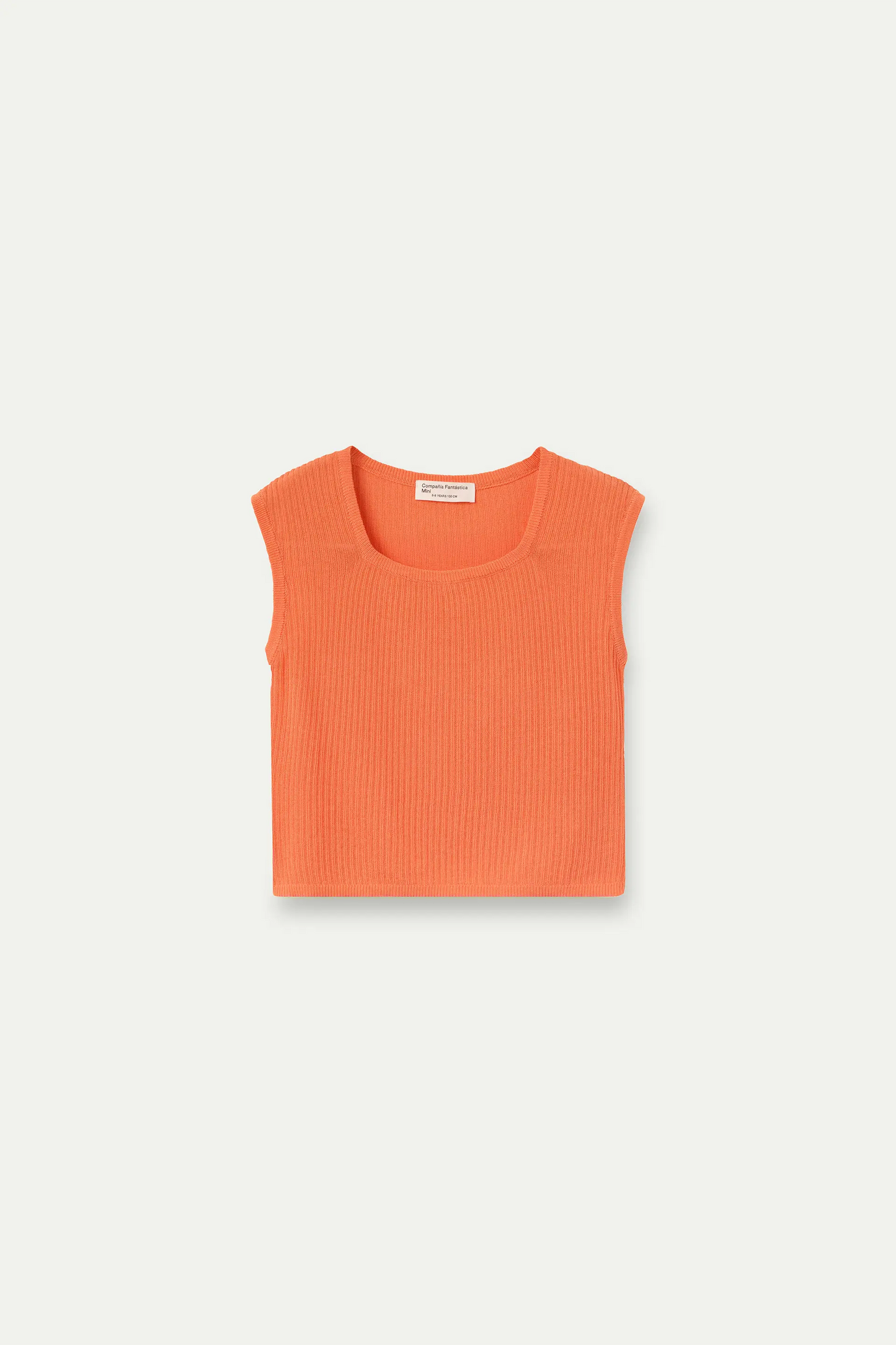 Top arancione in maglia con maniche corte per bambine
