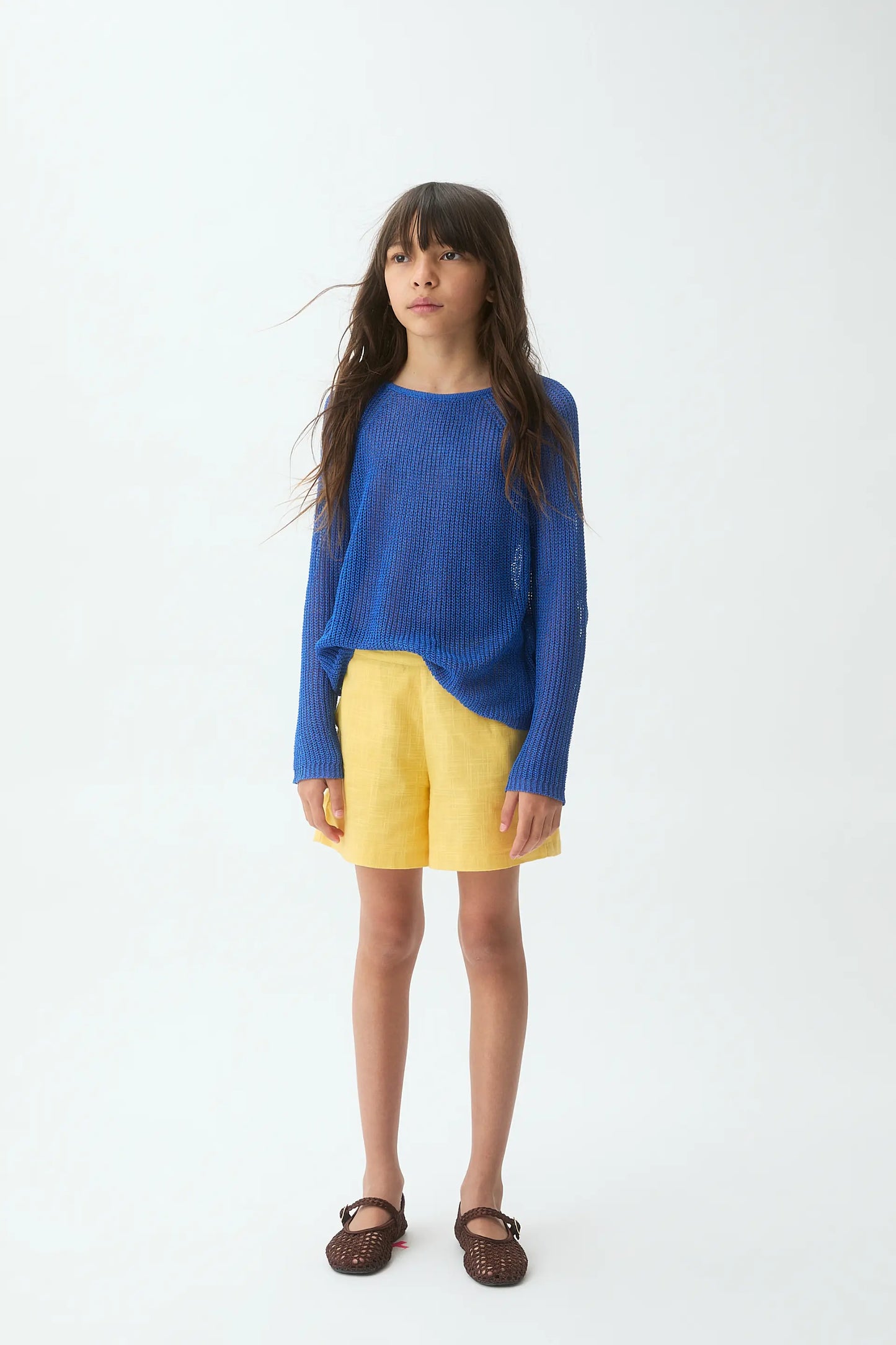 Jersey punto azul manga larga de niña