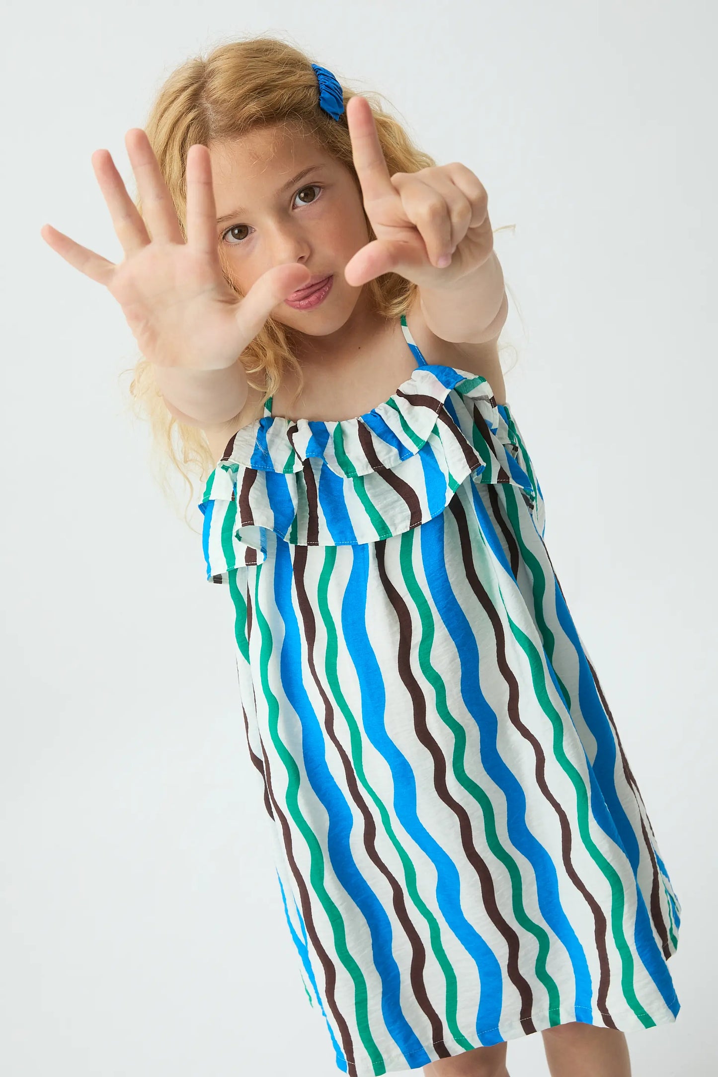 Short dress for girls with Sea &amp; Mountain print