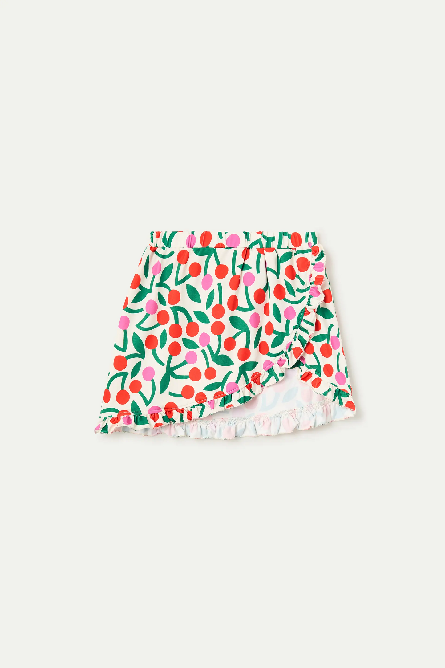 Girl's short pareo skirt with burgundy print