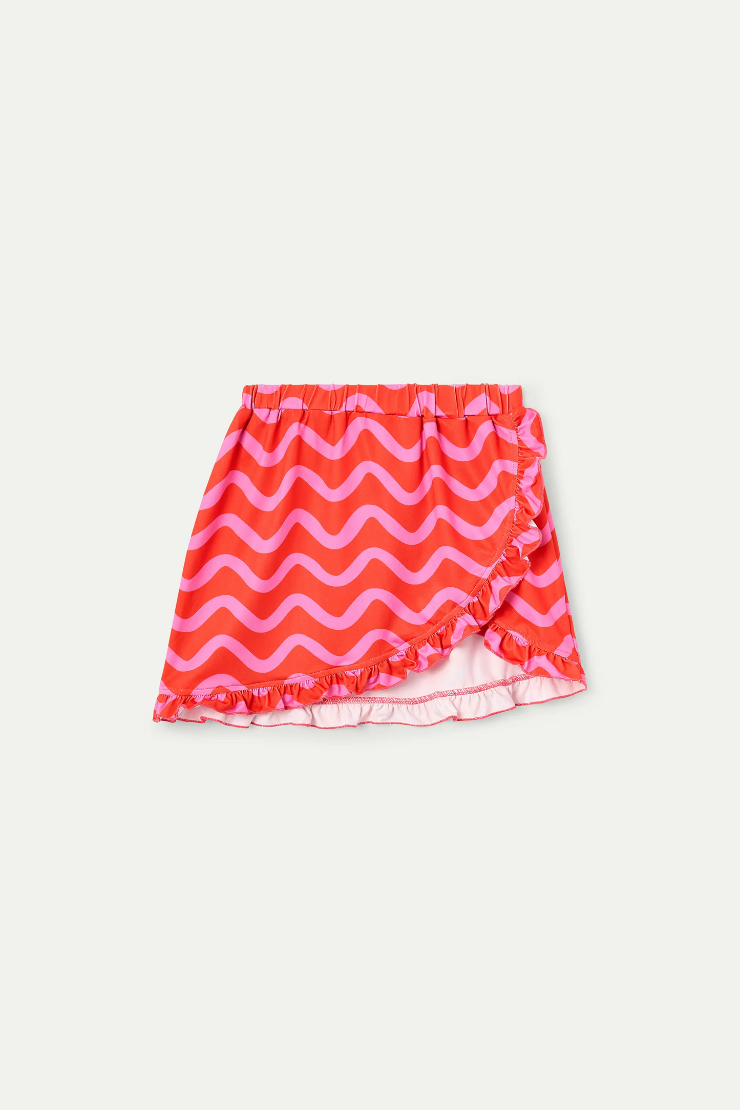 Gonna pareo corta da bambina con stampa Wave Red &amp; Pink