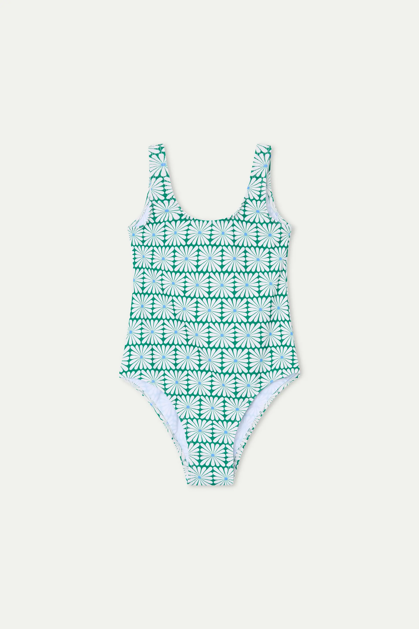 Costume da bagno da bambina con stampa Olive Flower Green