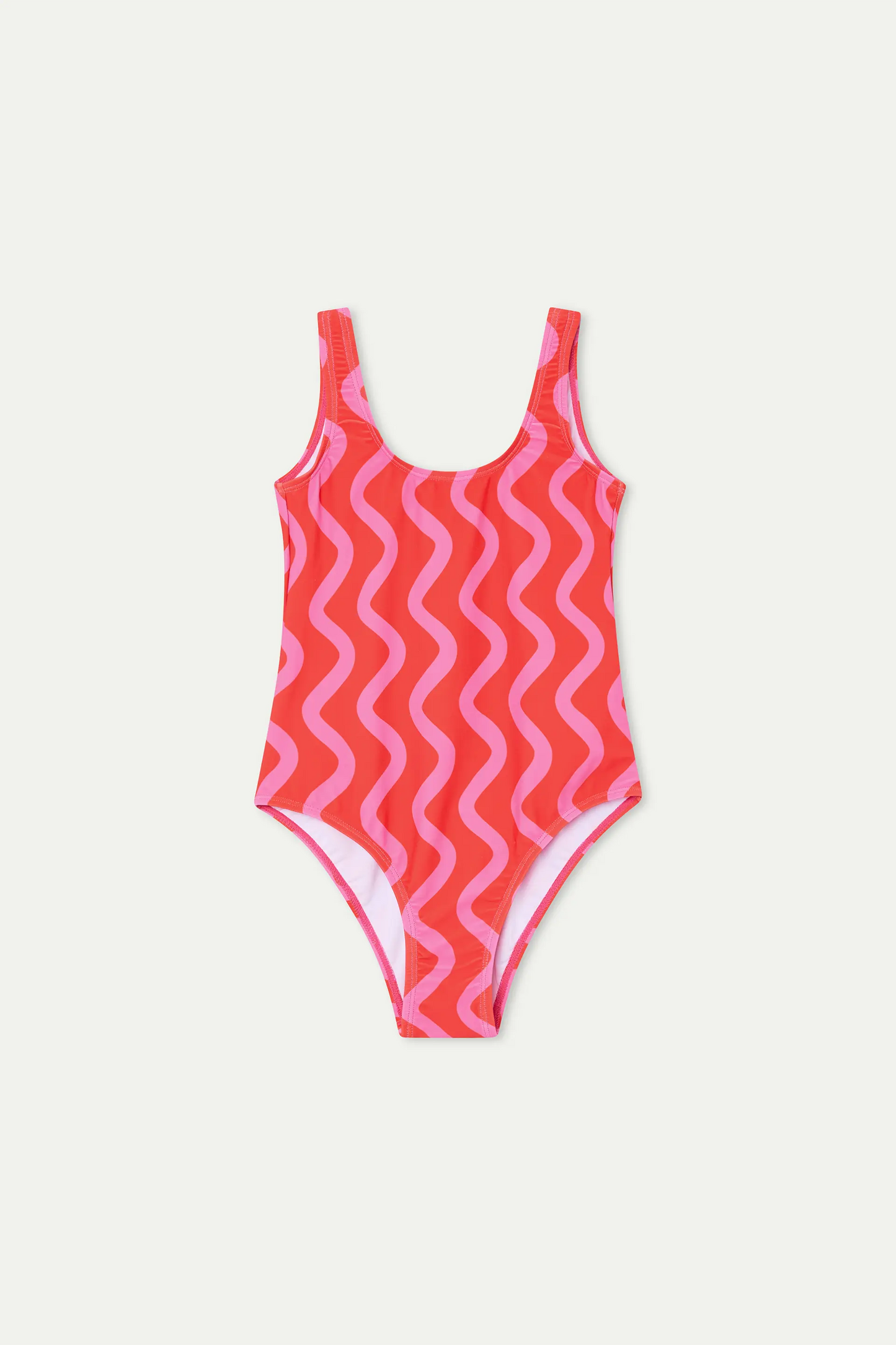 Girls' swimsuit with Wave Red & Pink print